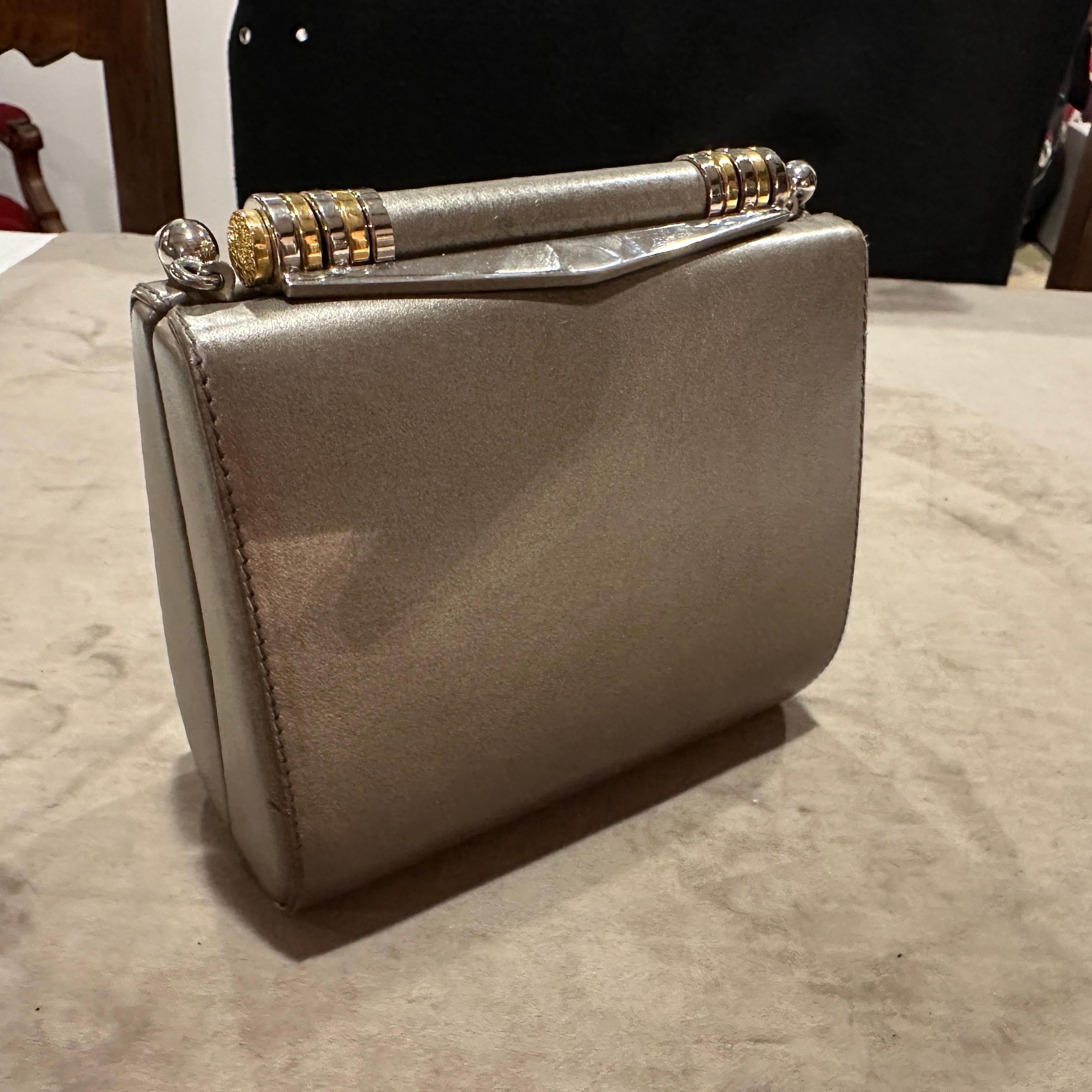 1960s Mid-Century Gray Leather Italian Minaudière Bag by Rodo For Sale 2