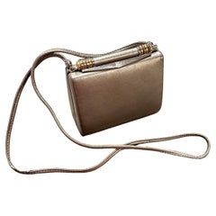 1960s Mid-Century Gray Leather Italian Minaudière Bag by Rodo