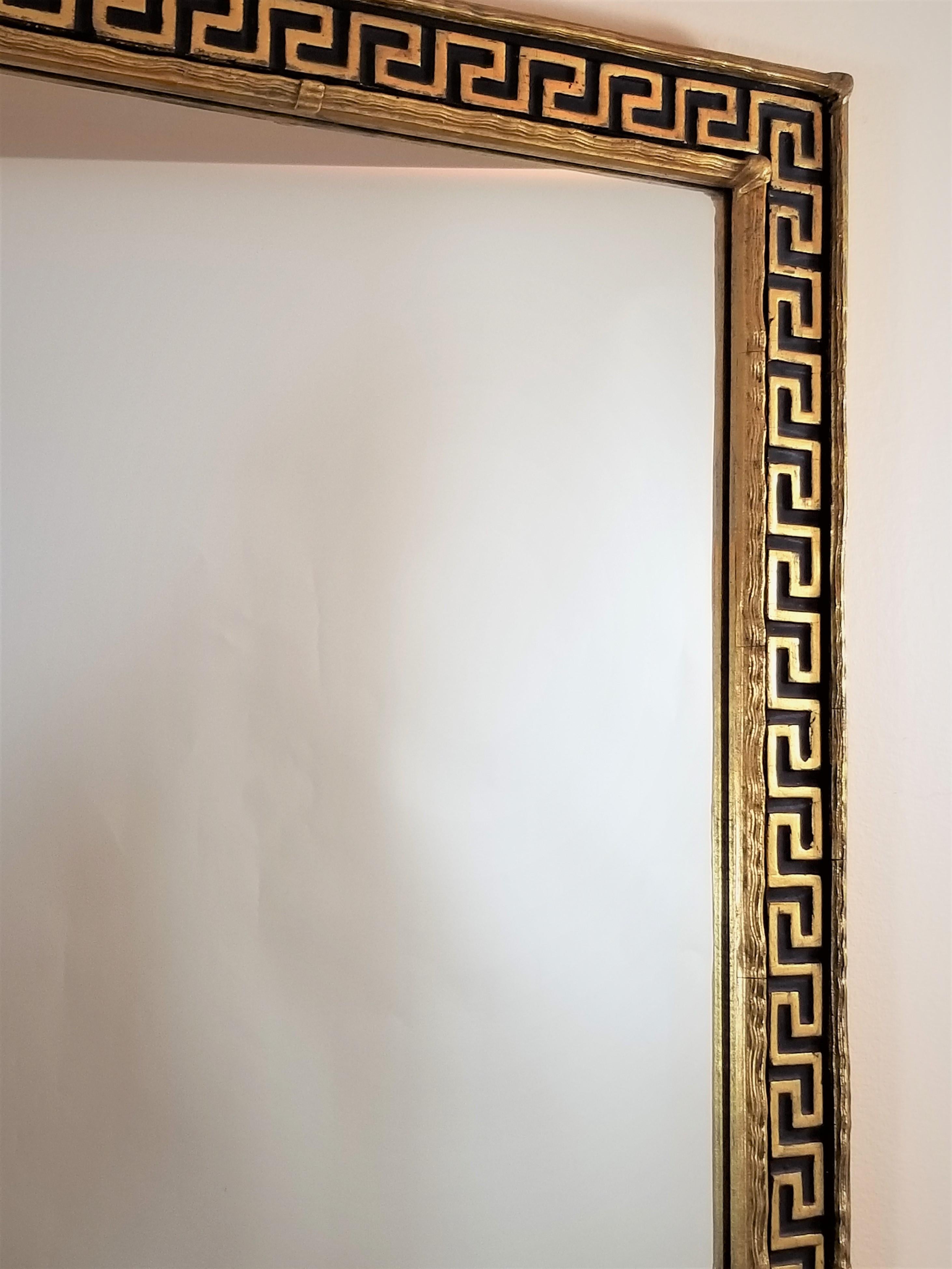 1960s Mid-Century Greek Key Gilded Mirror 6