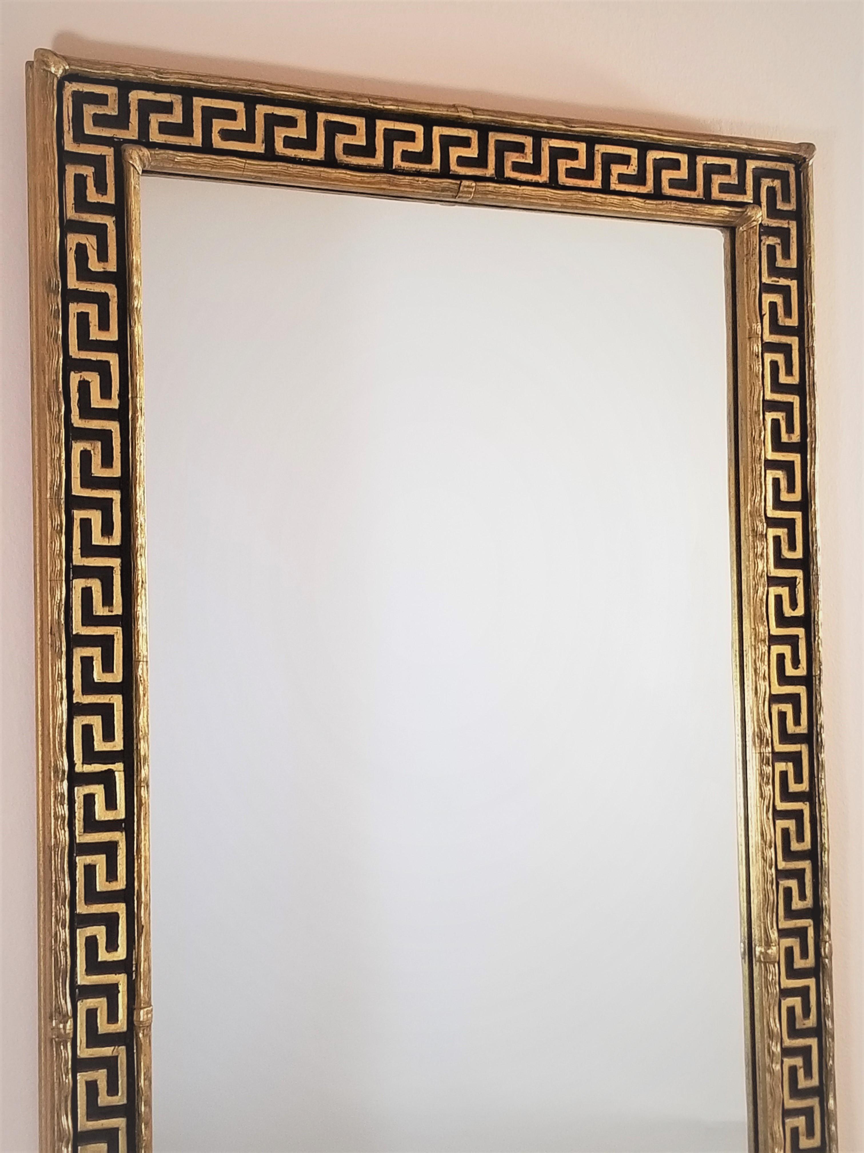 1960s Mid-Century Greek Key Gilded Mirror 2