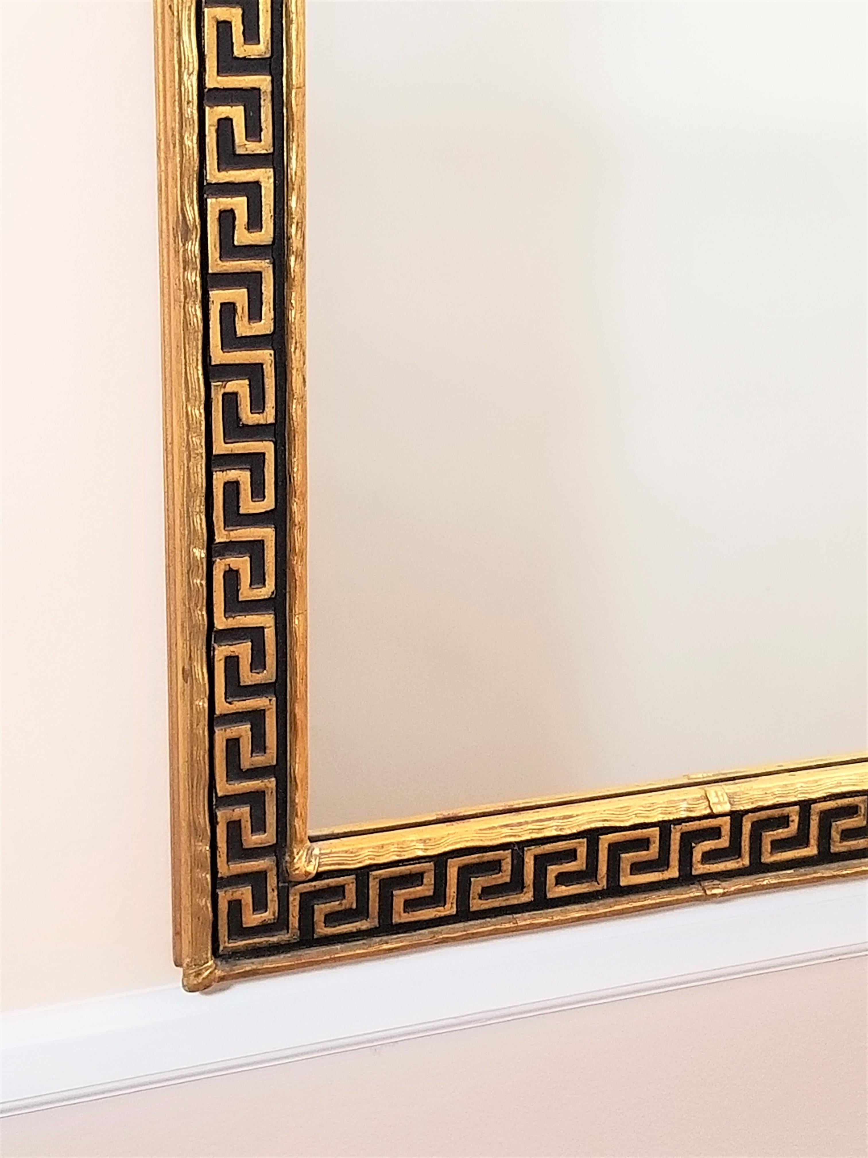 1960s Mid-Century Greek Key Gilded Mirror 4