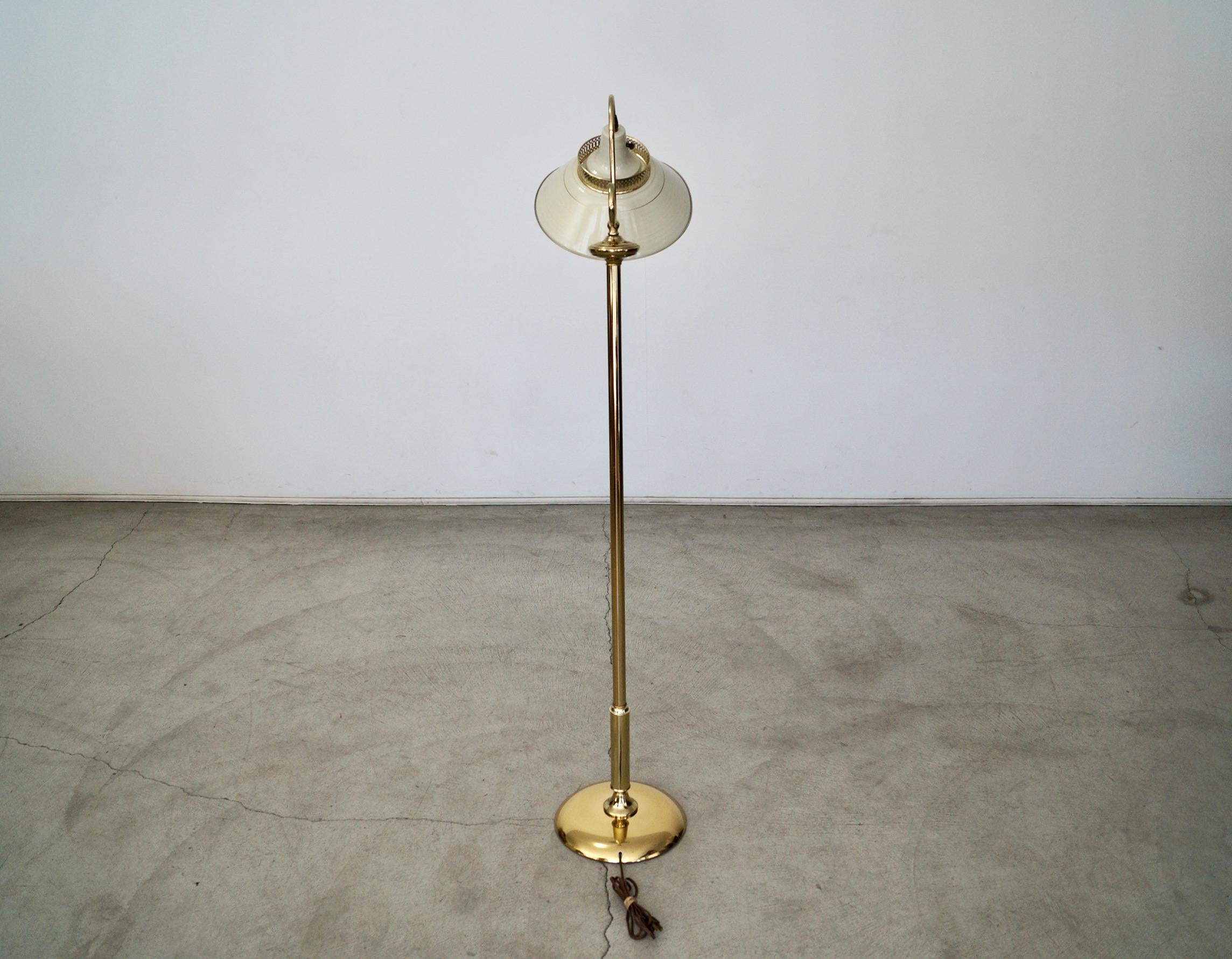 Metal 1960's Mid-Century Hollywood Regency Brass Floor Lamp For Sale