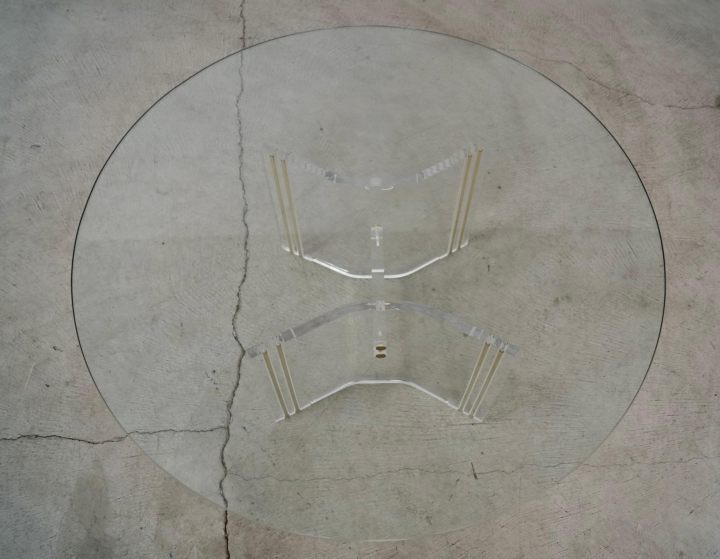 1960's Mid-Century Hollywood Regency Lucite & Brass Coffee Table For Sale 8