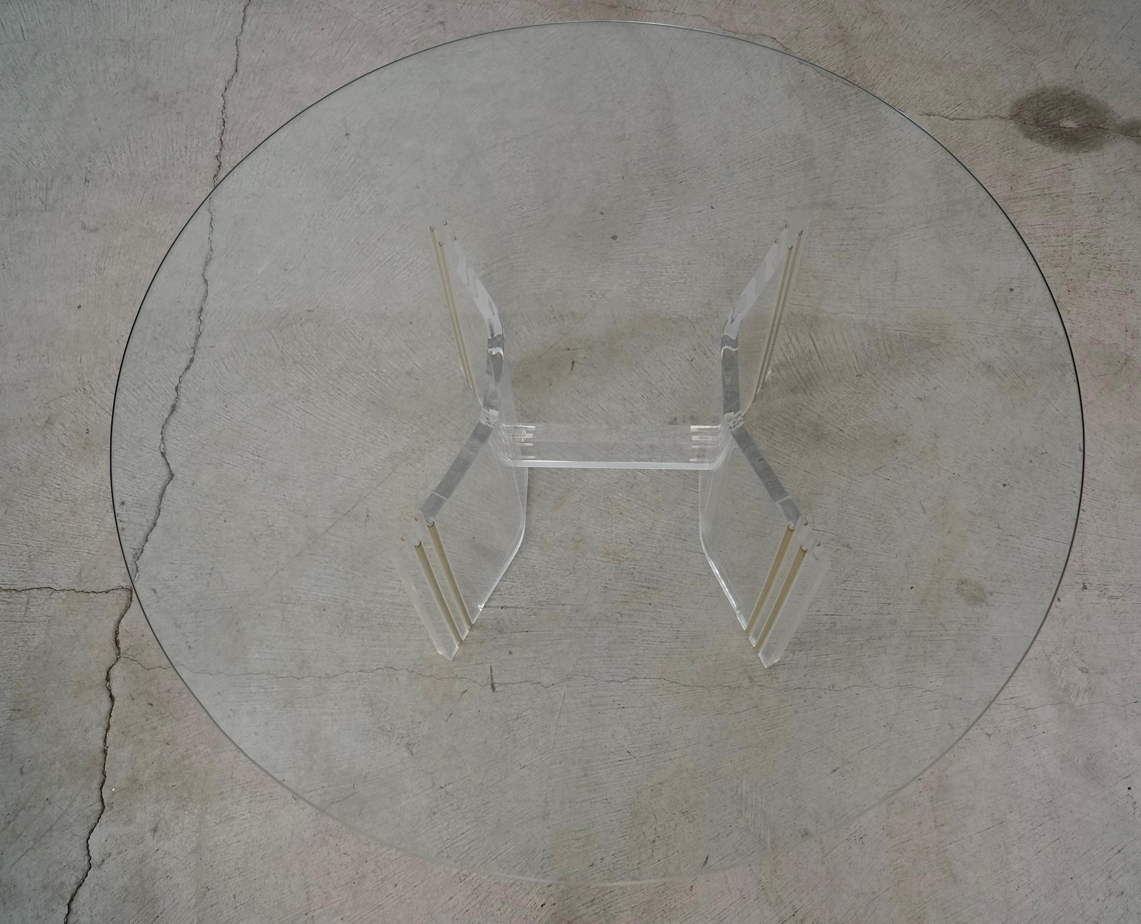 1960's Mid-Century Hollywood Regency Lucite & Brass Coffee Table For Sale 10