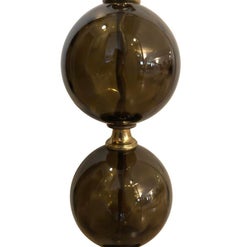 1960s Mid-Century Hollywood Regency Smoked Glass Brass Lamp