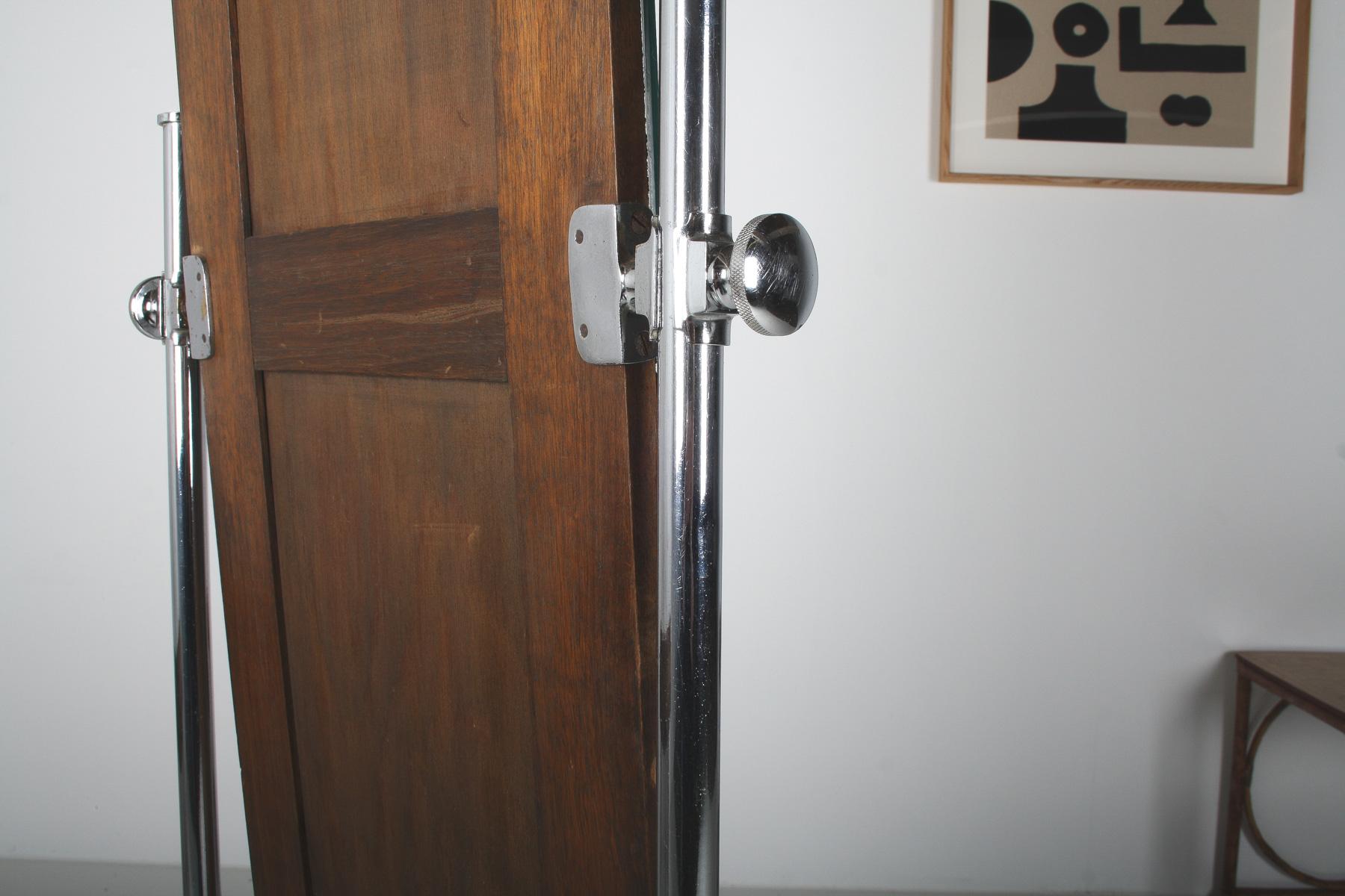 1960s Mid Century Industrial Vintage Chrome Floor Standing Cheval Mirror For Sale 5