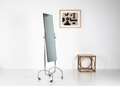 1960s Mid Century Industrial Vintage Chrome Floor Standing Cheval Mirror