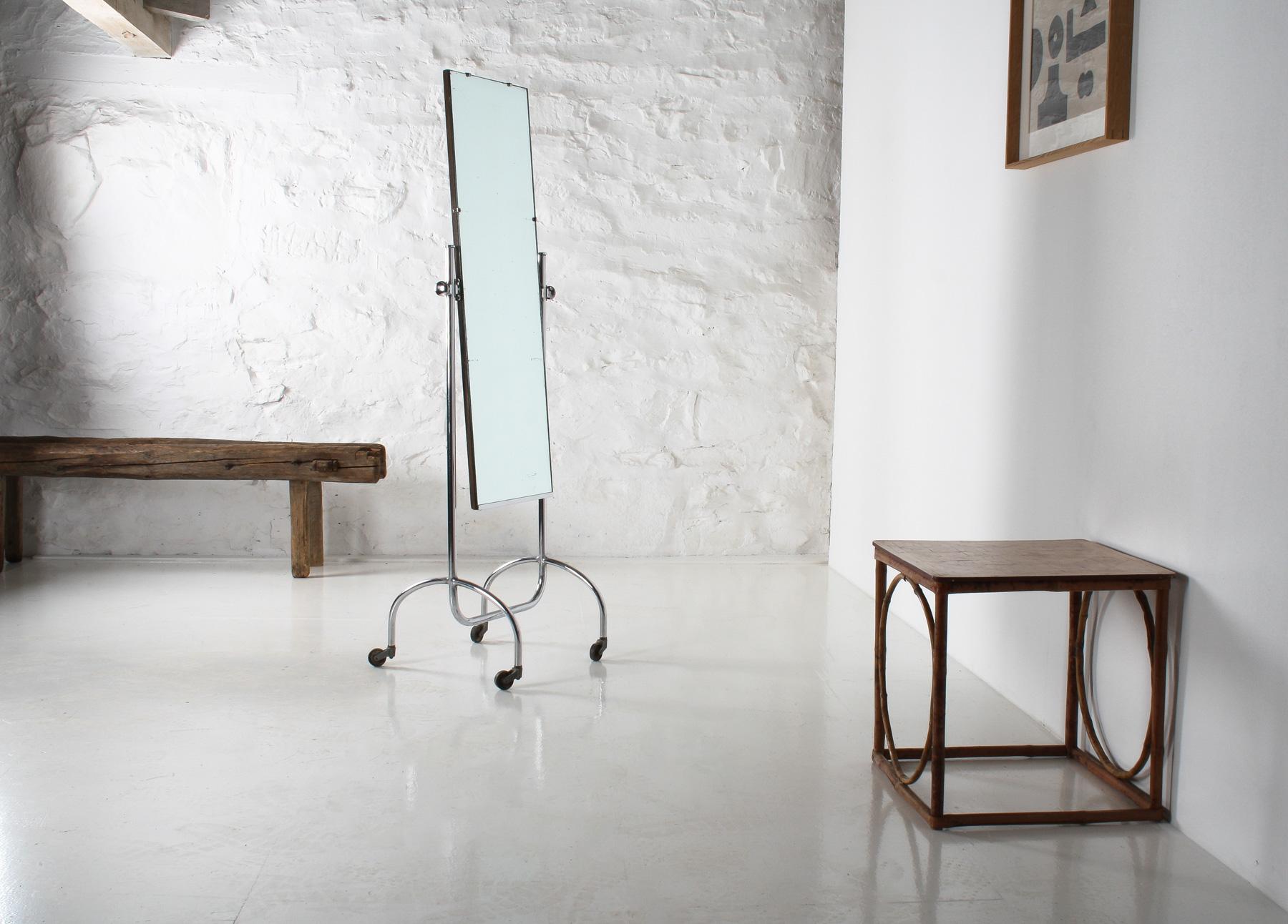 1960s Mid Century Industrial Vintage Chrome Floor Standing Cheval Mirror For Sale 13