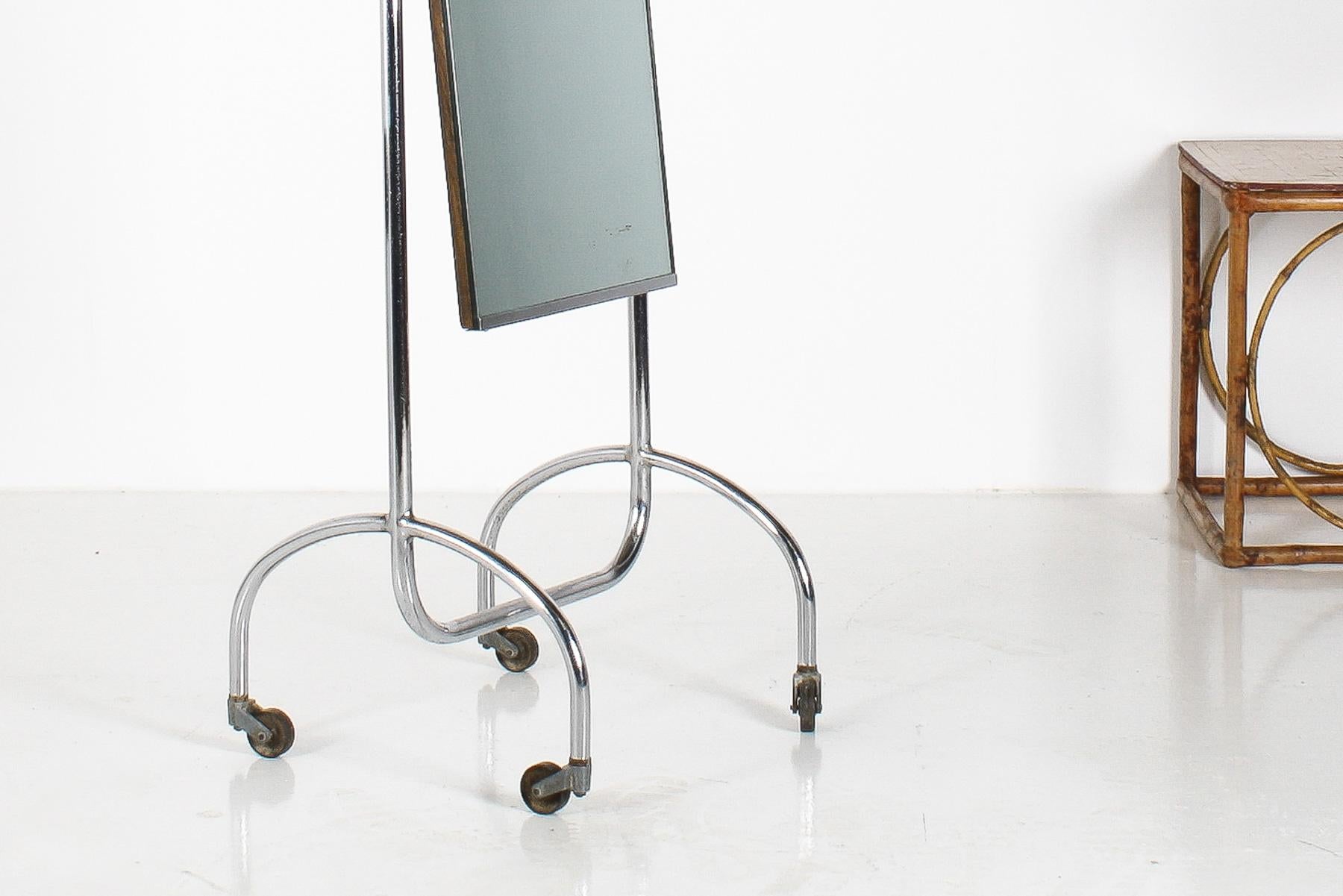 chrome floor mirror
