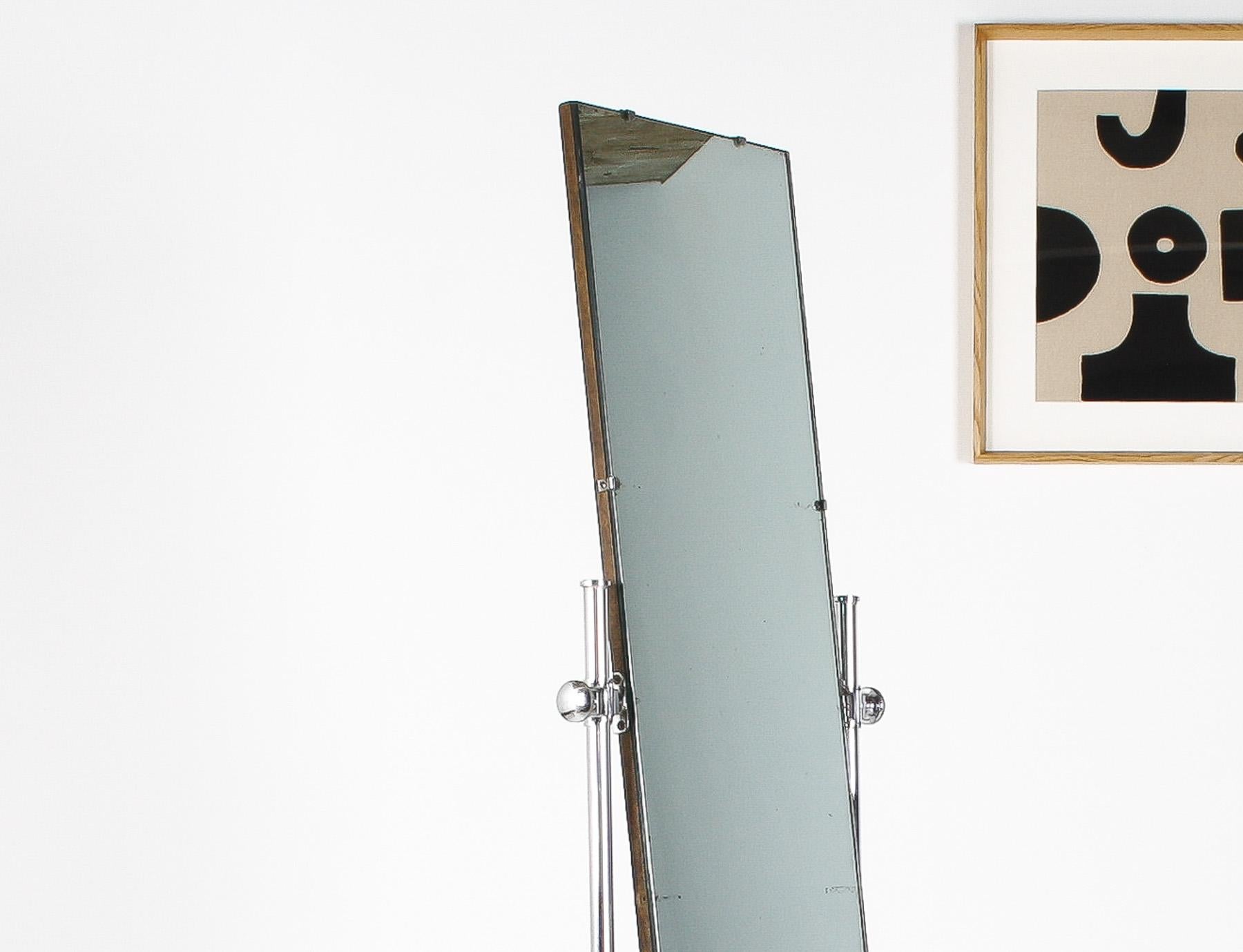 Mid-Century Modern 1960s Mid Century Industrial Vintage Chrome Floor Standing Cheval Mirror For Sale