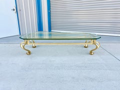1960s Mid Century Iron and Glass Coffee Table