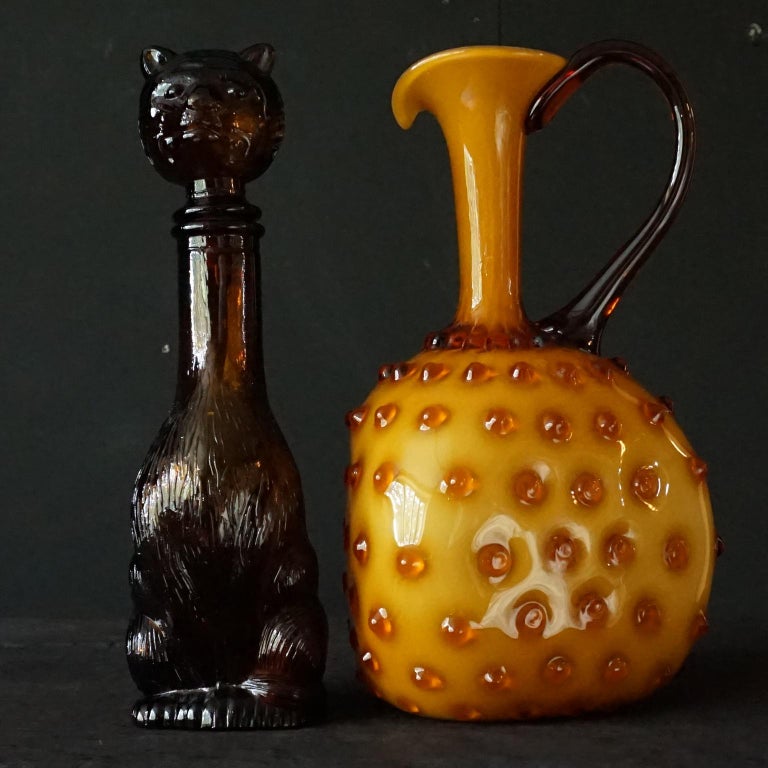 1960s MidCentury Italian Butterscotch Caramel Cased Empoli Glass Jars