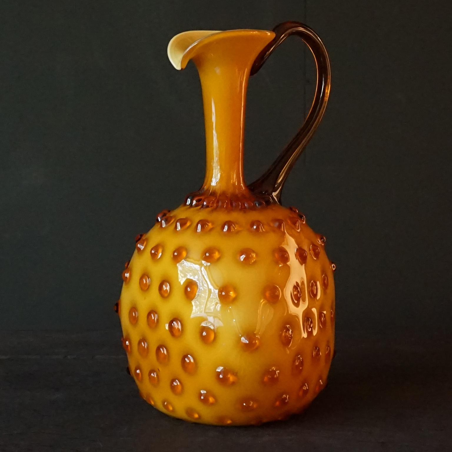 1960s Mid-Century Italian Butterscotch Caramel Cased Empoli Glass Jars and Vases For Sale 4