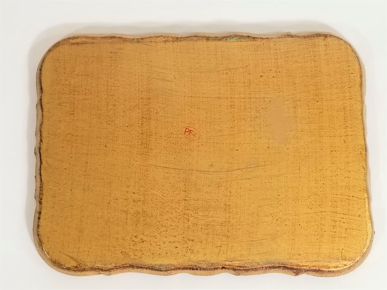 1960s Mid Century Italian Giltwood. Hand Painted Wooden Tray For Sale at  1stDibs