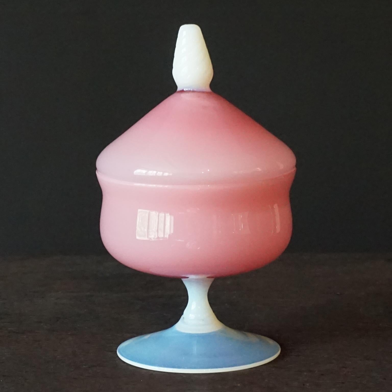 Jarras Floreros Boticarios de Cristal Empoli Rosa Italianos de Mitad de Siglo de 1960 en venta 4