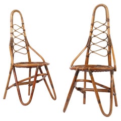 1960s Mid Century Italian Rattan Occasional Chairs