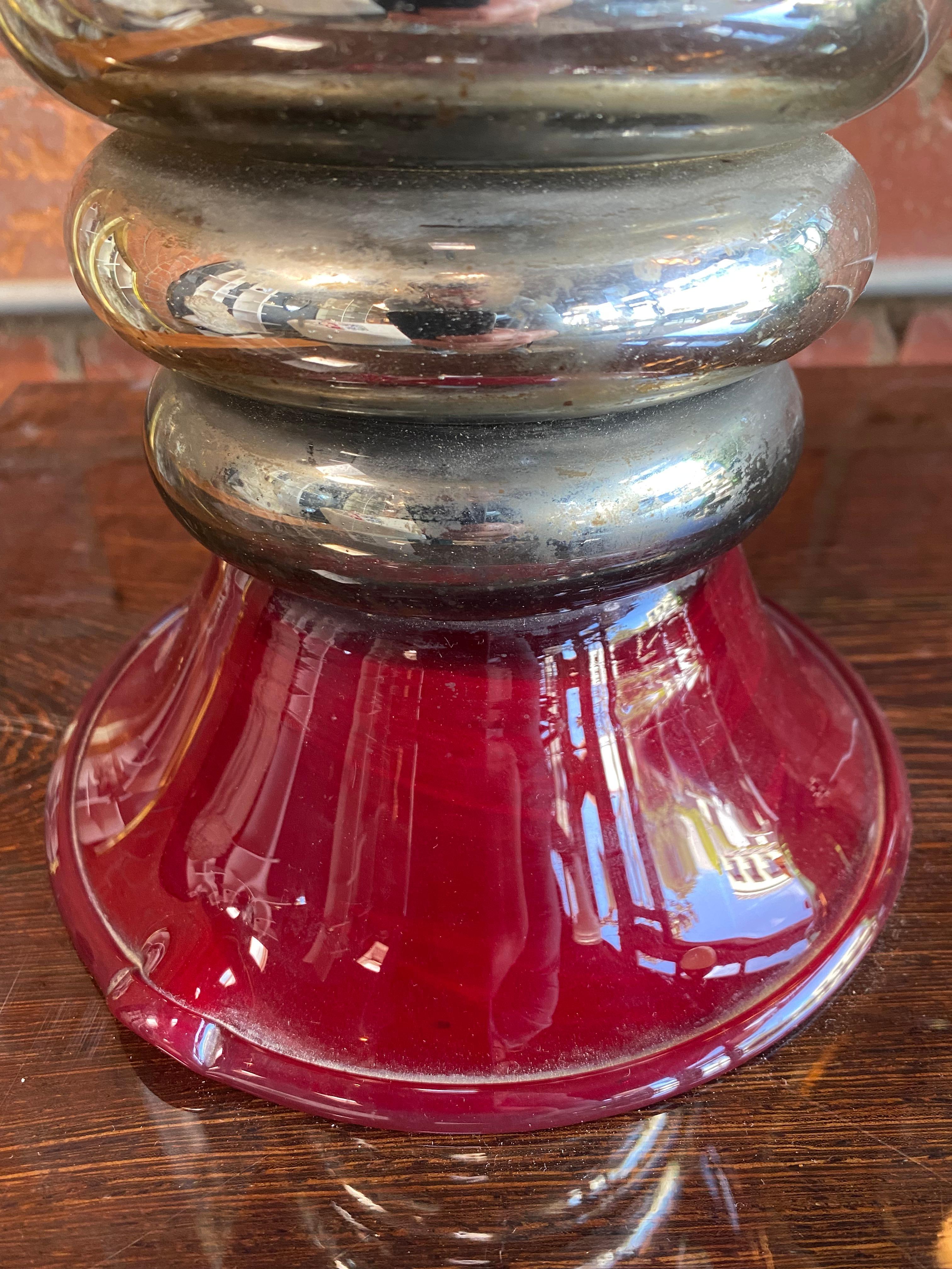 Plaqué argent Lampe de table rouge italienne mi-siècle moderne, années 1960 en vente