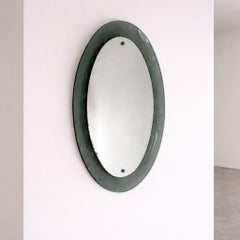 1960s Mid-Century Italian Wall Mirror by Cristal Arte, Concave Frame