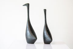 1960s Mid Century Japanese Iron Bird / Crane sculpture set