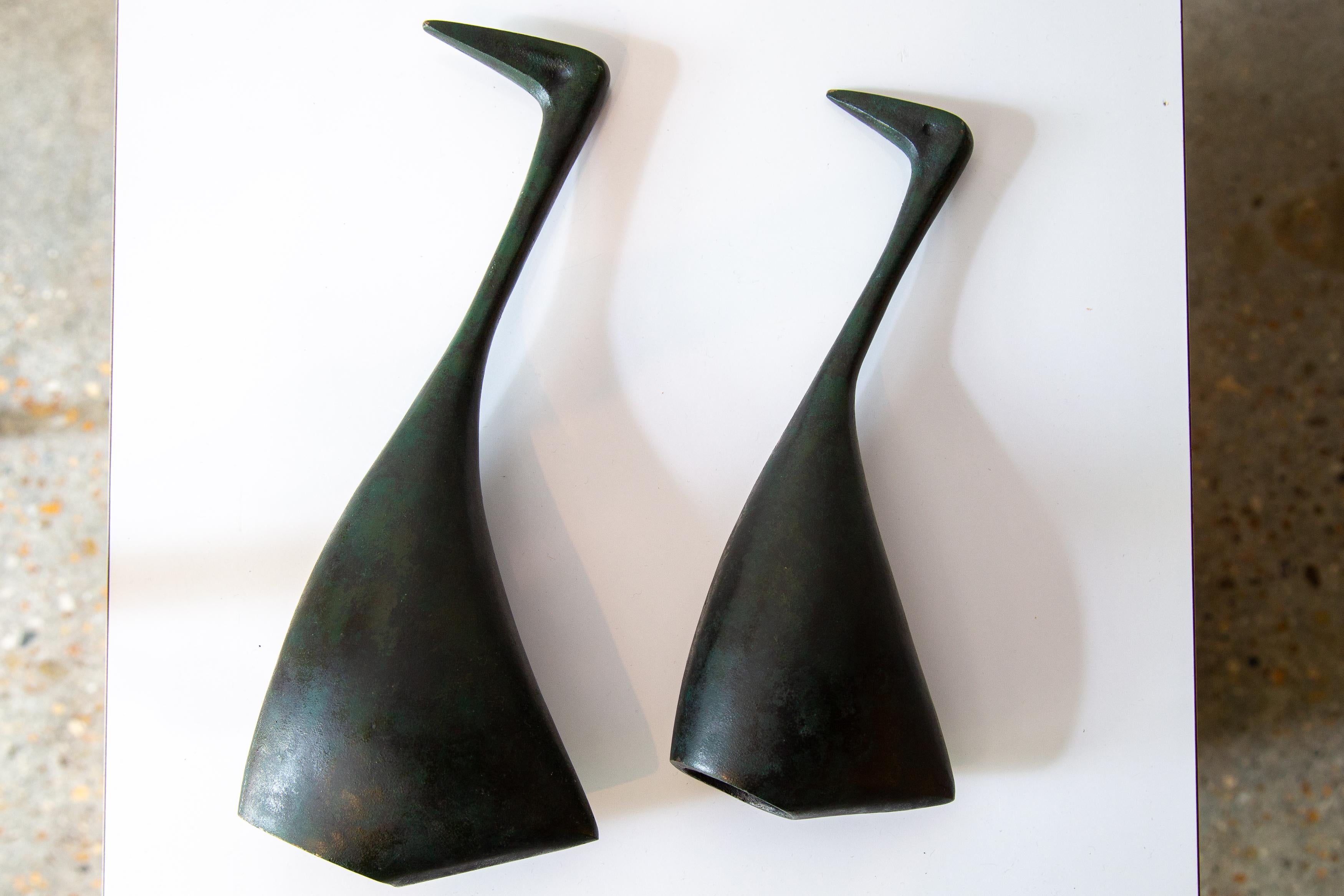 Mid-Century Modern 1960s Mid Century Japanese Iron Bird / Crane sculpture set