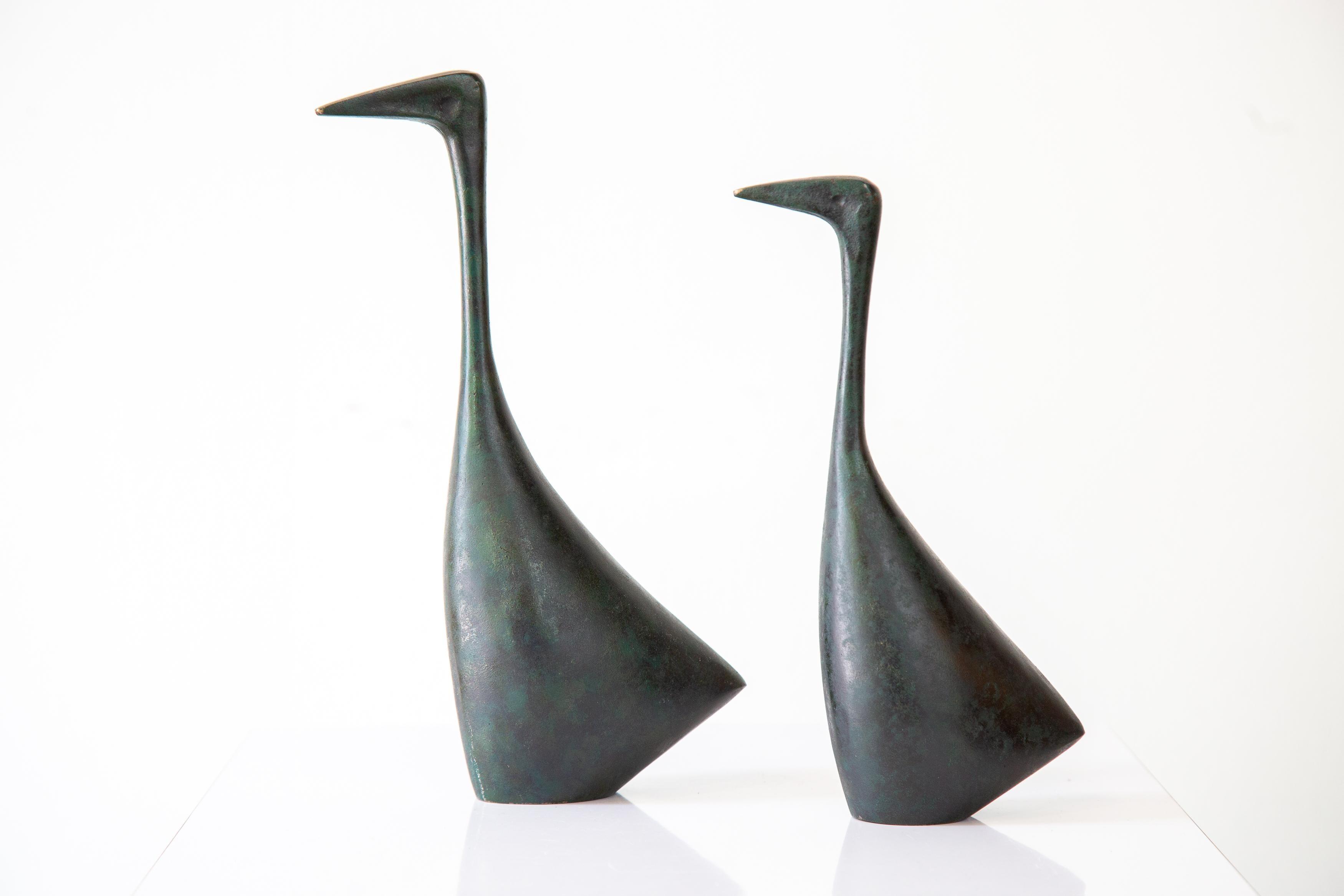 Mid-20th Century 1960s Mid Century Japanese Iron Bird / Crane sculpture set