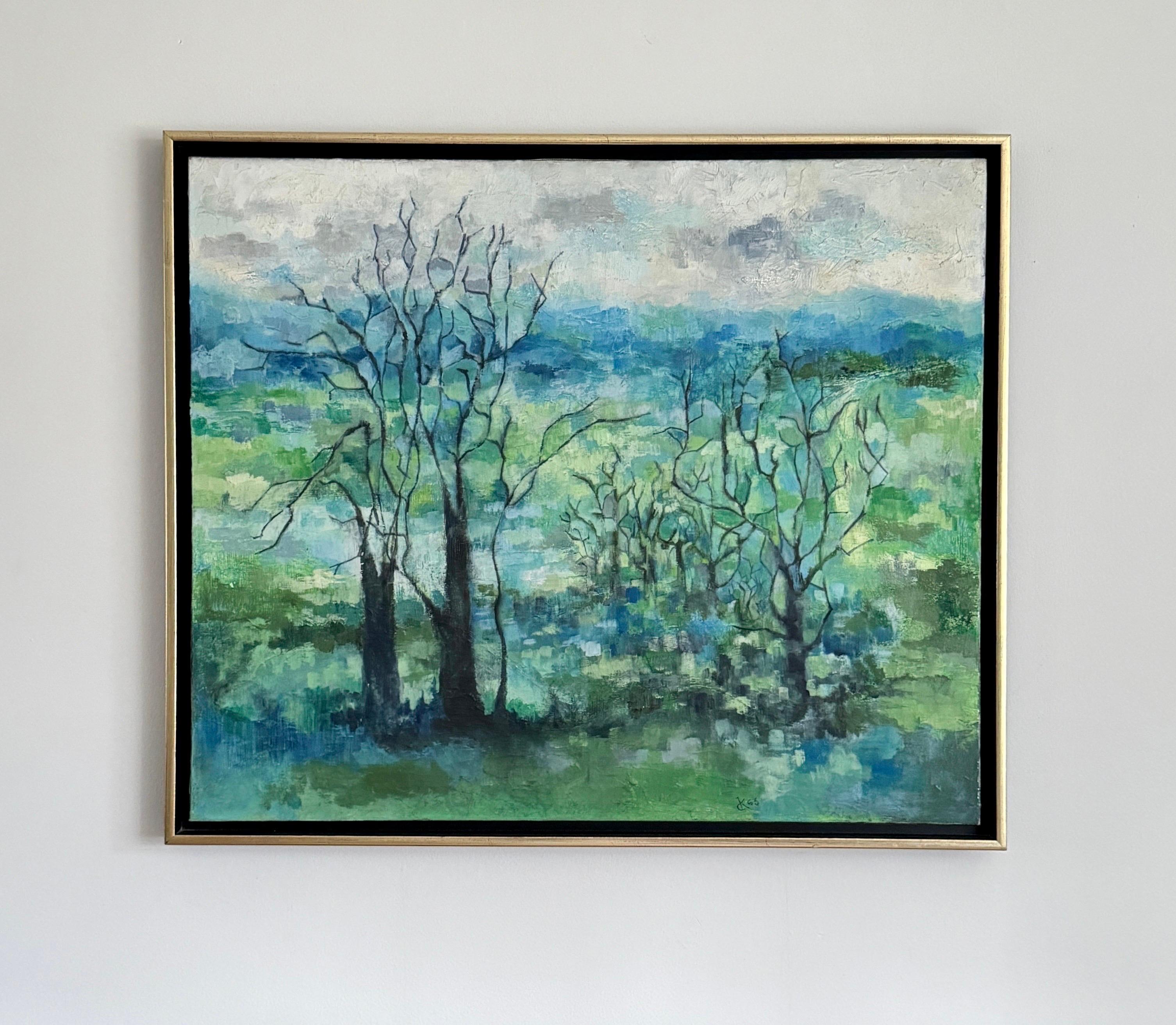 Mid-Century Modern 1960s Mid Century Landscape Painting Oil on Canvas Framed For Sale