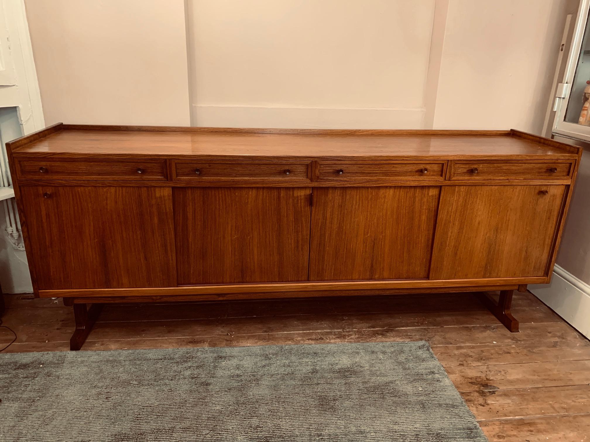 1960s Midcentury Large Danish Rosewood Sideboard or Credenza In Good Condition In London, GB