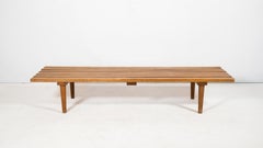 1960s Mid Century Low Profile Slat Wood Bench