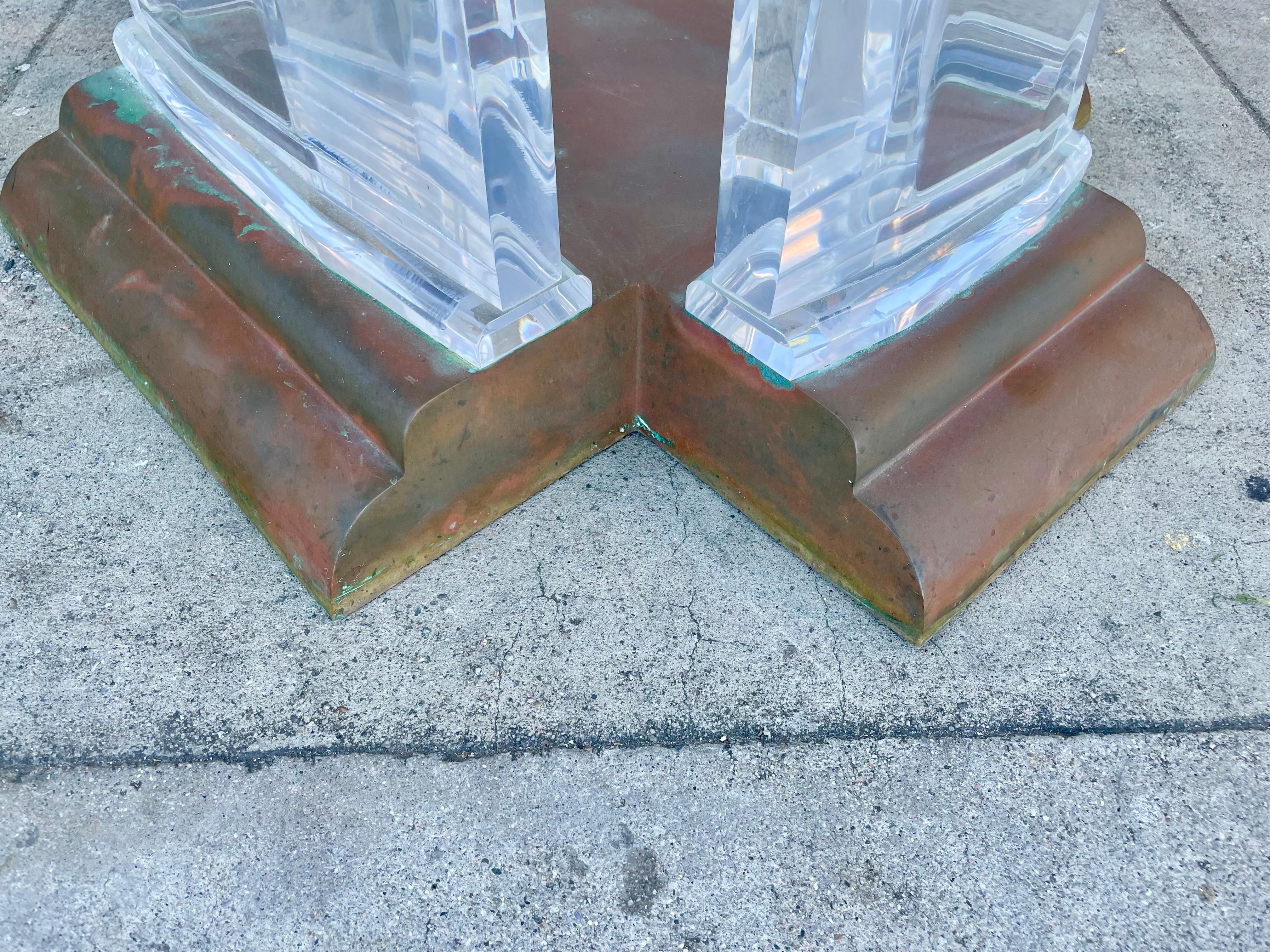 1960s Mid-Century Lucite and Brass Coffee Table by Jeffrey Bigelow 7