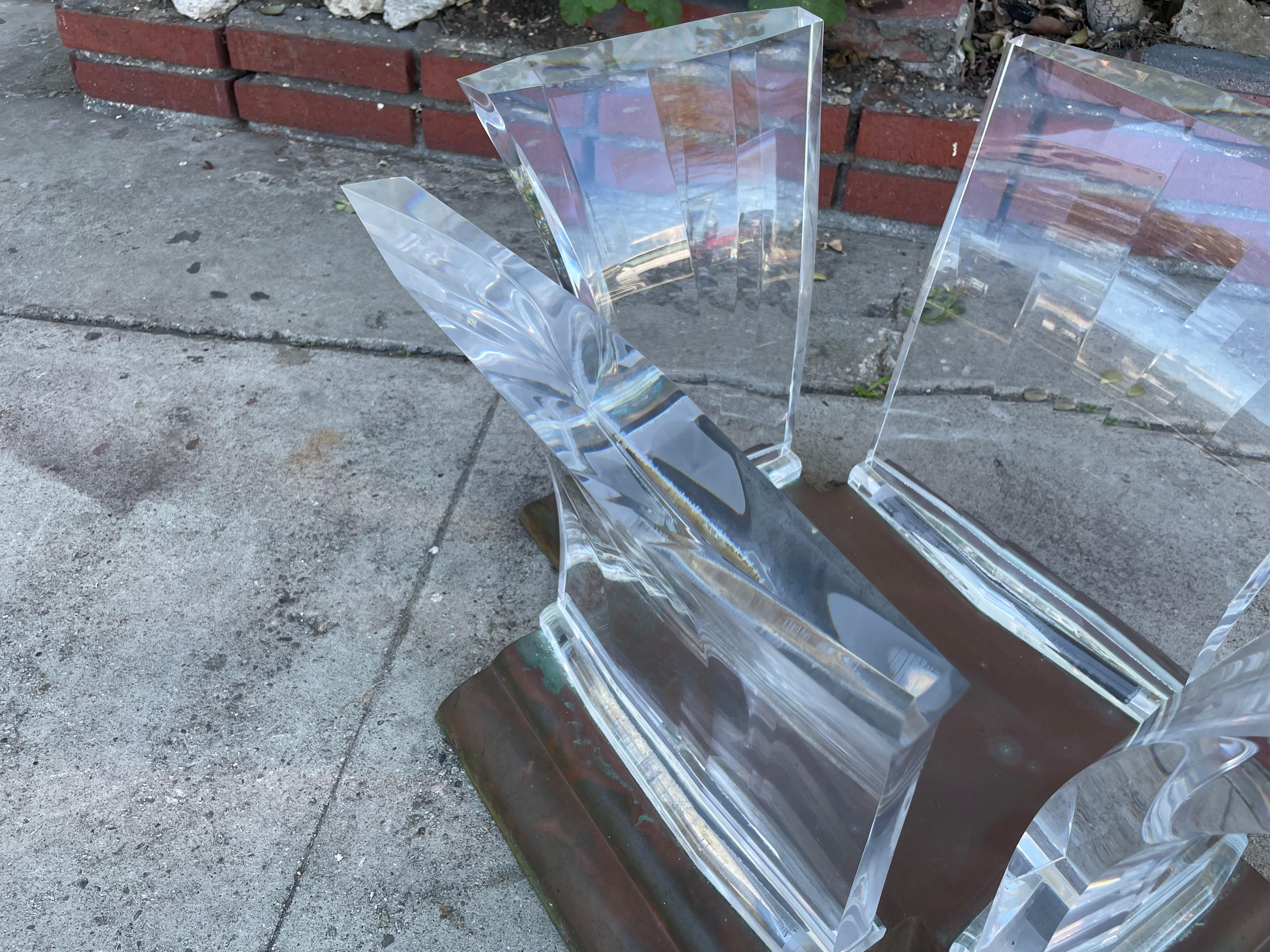 1960s Mid-Century Lucite and Brass Coffee Table by Jeffrey Bigelow 8