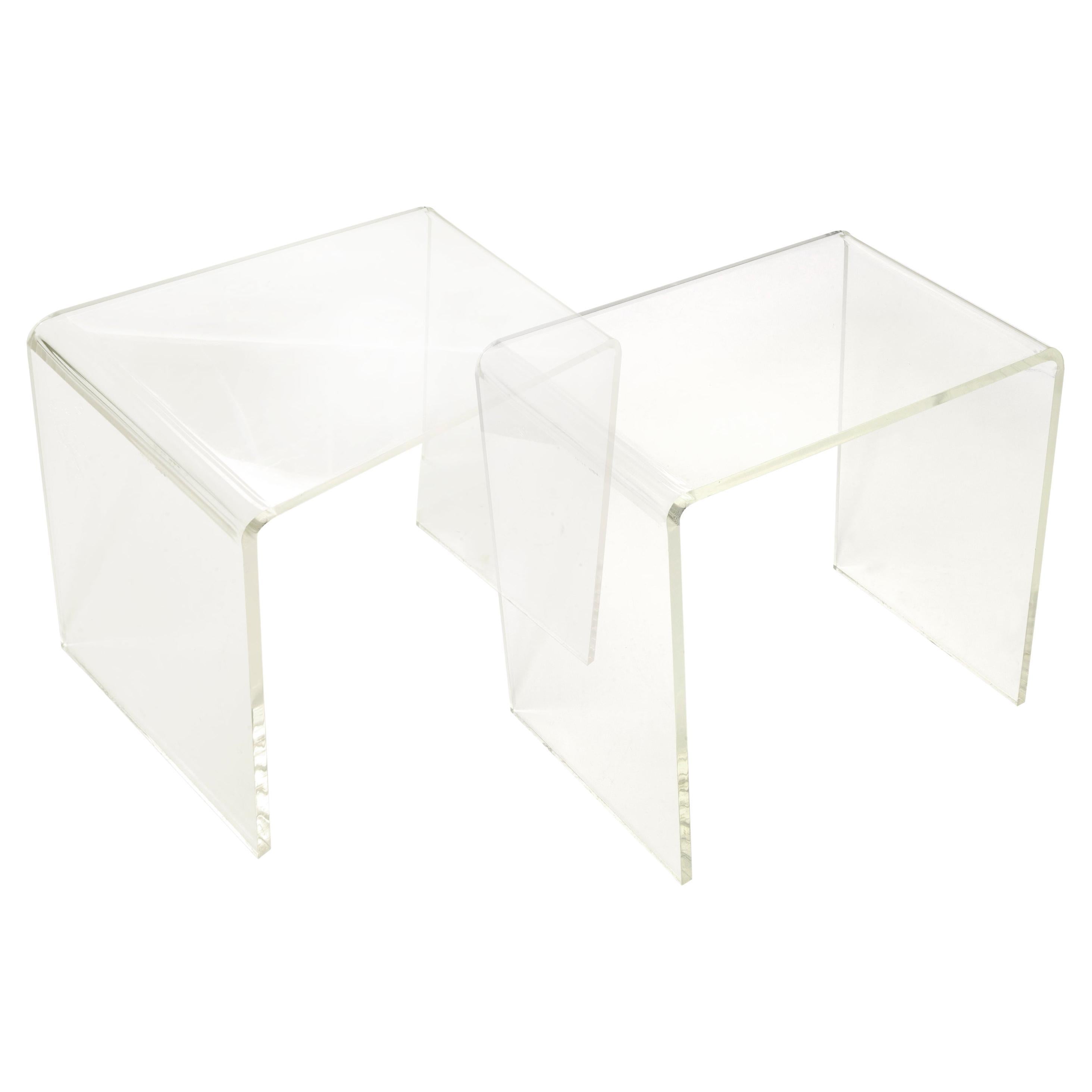 1960s Mid-Century Lucite Waterfall Tables - a Pair 
