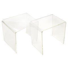 1960s Mid-Century Lucite Waterfall Tables - a Pair