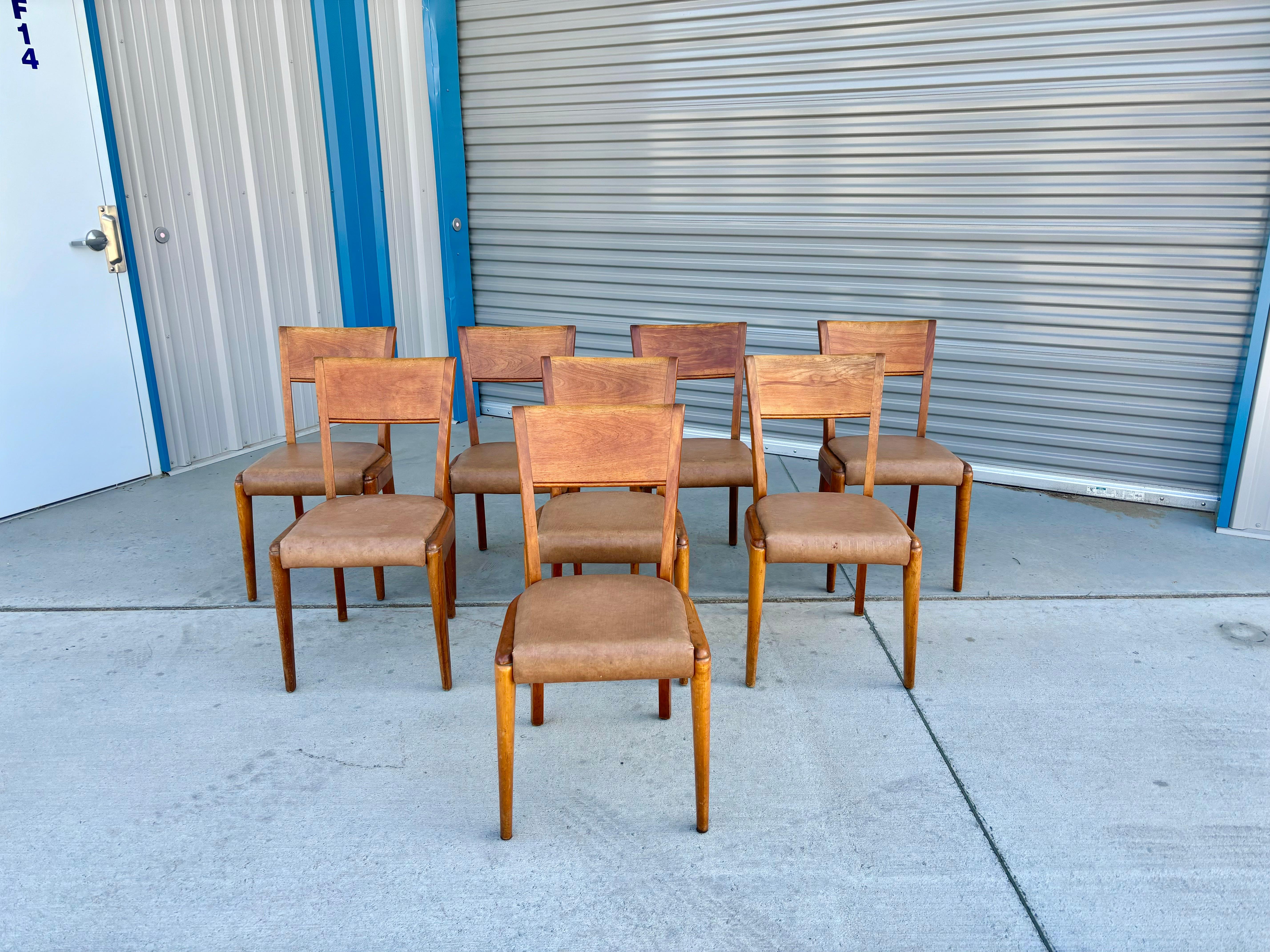 1960s Mid Century Maple Dining Chairs by Heywood Wakefield - Set of 8 In Good Condition For Sale In North Hollywood, CA