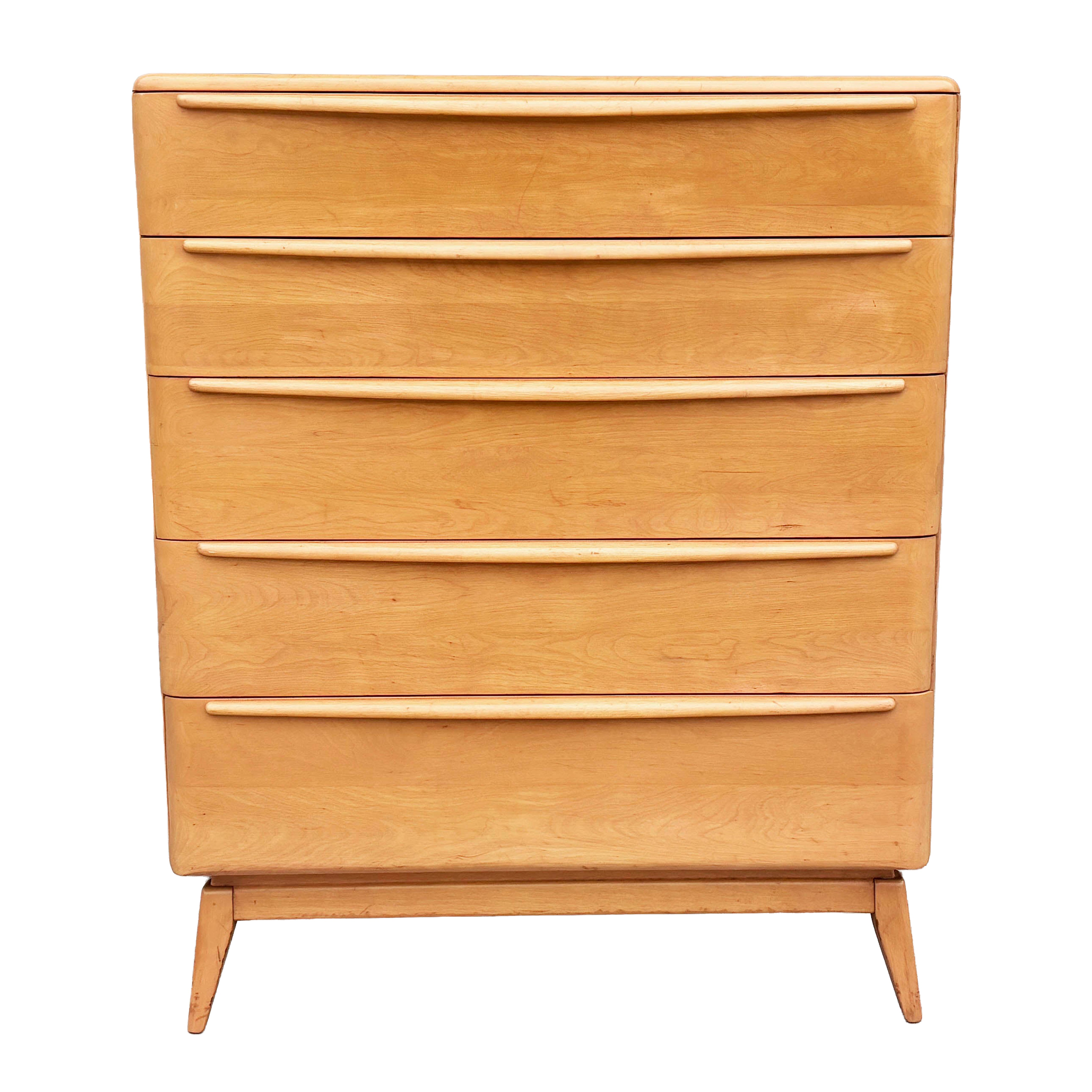 Mid-Century Modern Five-Drawer Maple Highboy, 1960s