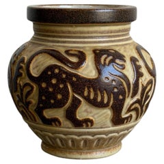 1960s Mid-Century Michael Andersen & Son Danish Tiger Ceramic Vase