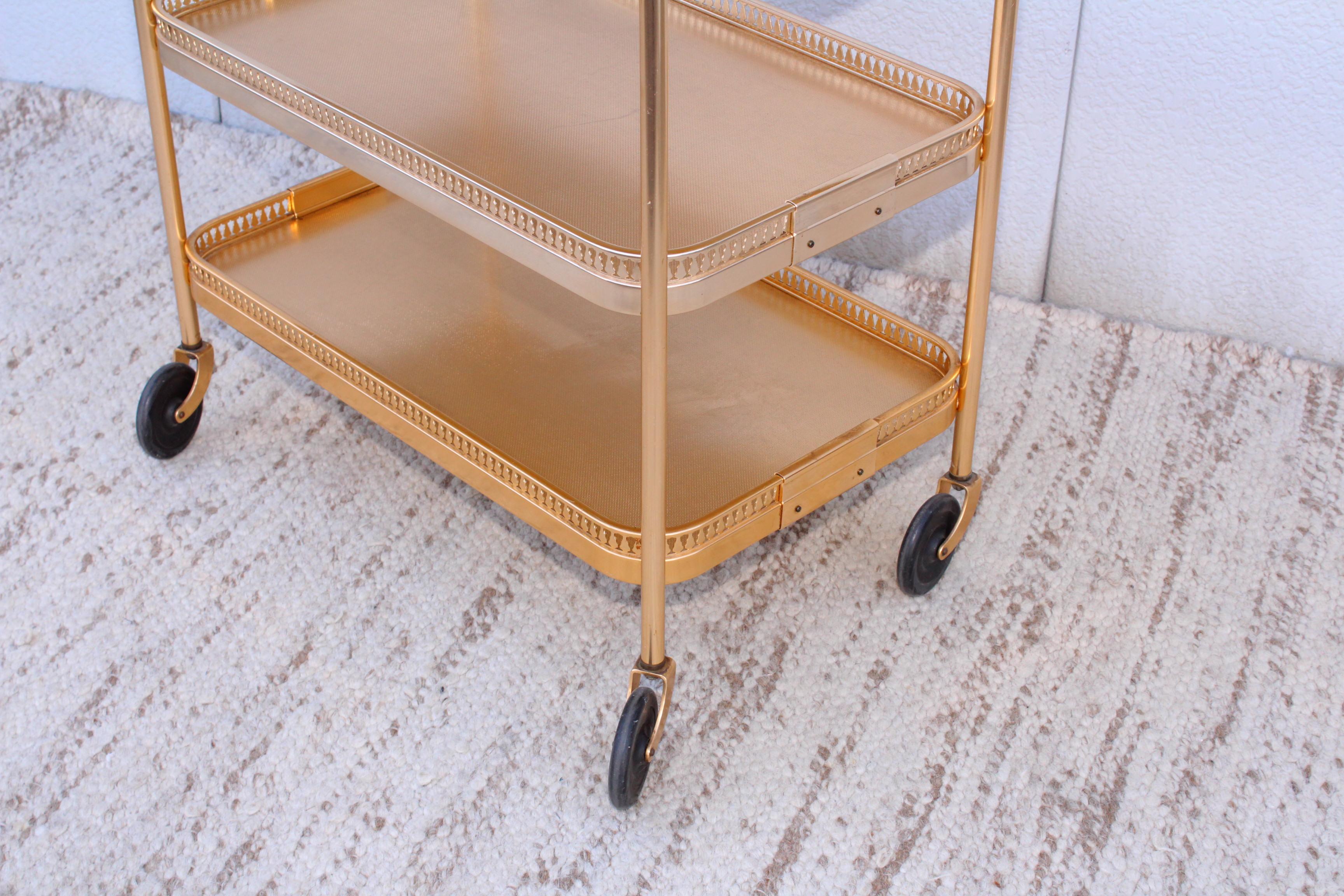 1960's Mid-Century Modern 3 Tier Bar Cart from England by Kaymet In Good Condition In New York, NY