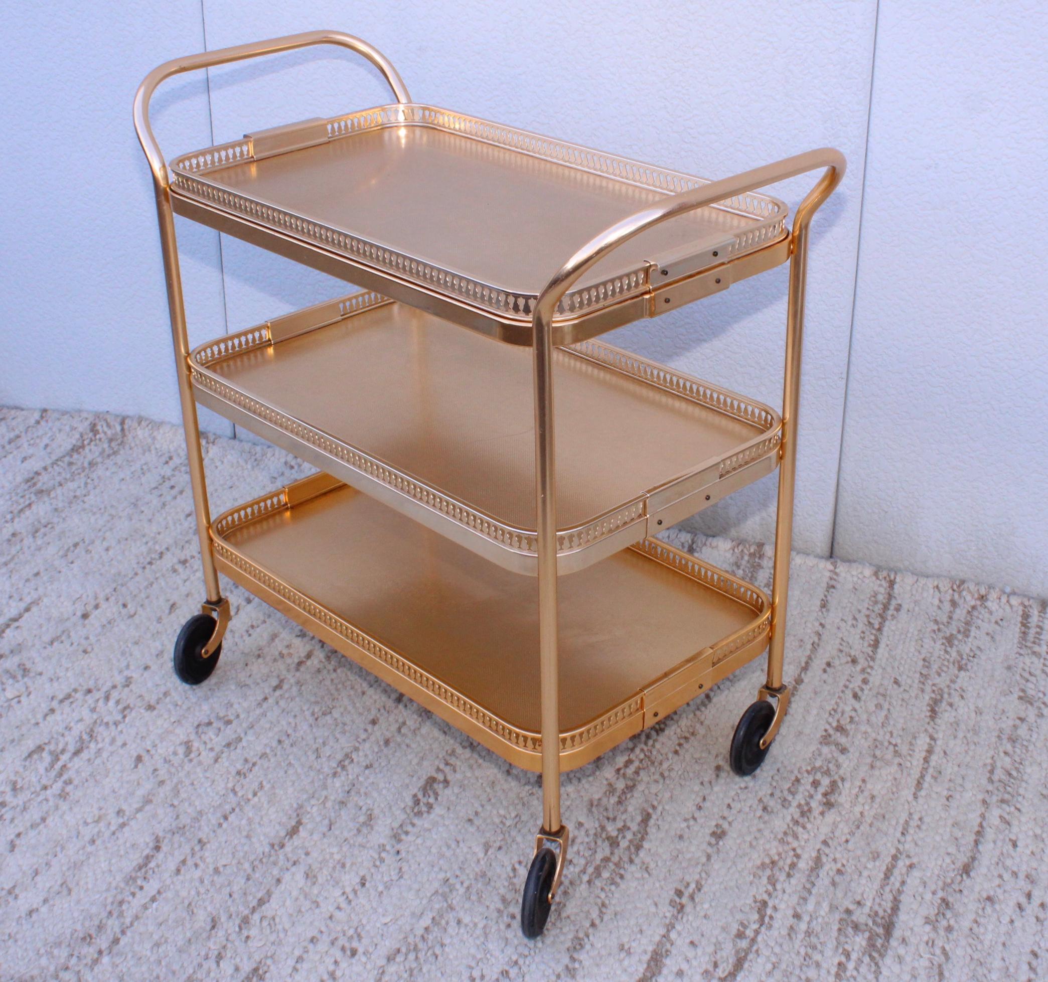 Mid-20th Century 1960's Mid-Century Modern 3 Tier Bar Cart from England by Kaymet