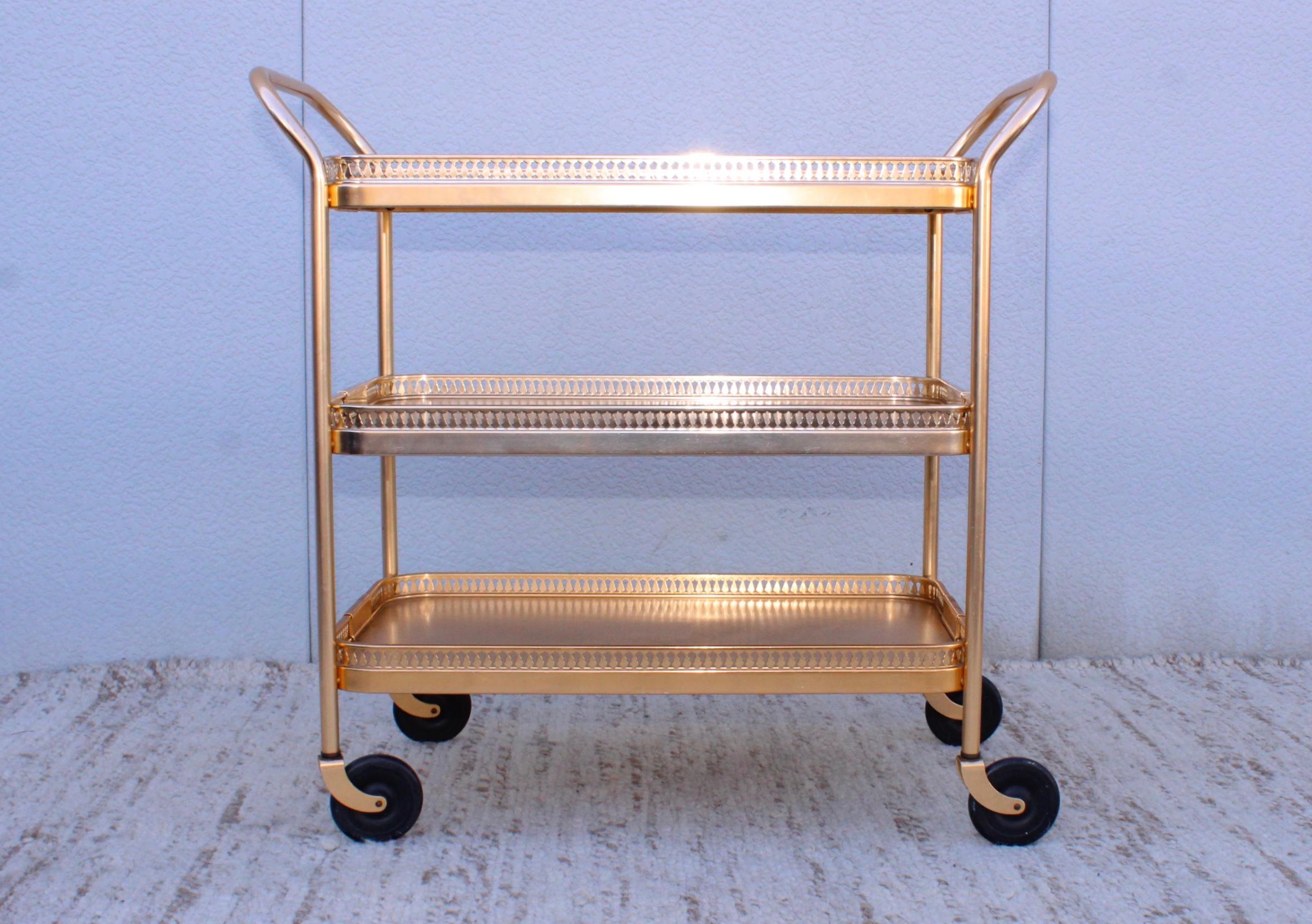 Aluminum 1960's Mid-Century Modern 3 Tier Bar Cart from England by Kaymet
