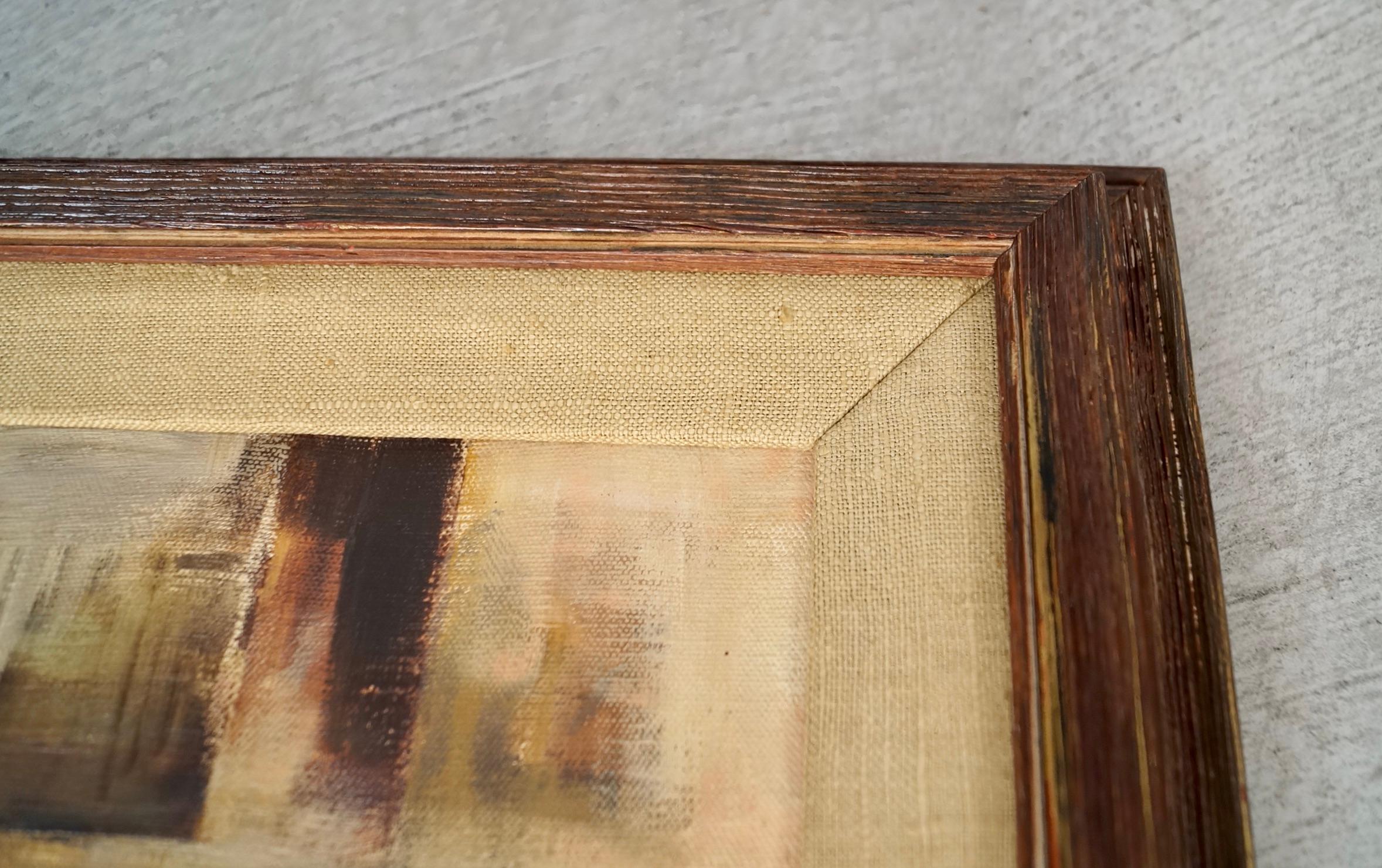 1960's Mid-Century Modern Abstract Cubist Framed Oil on Canvas Painting im Angebot 7