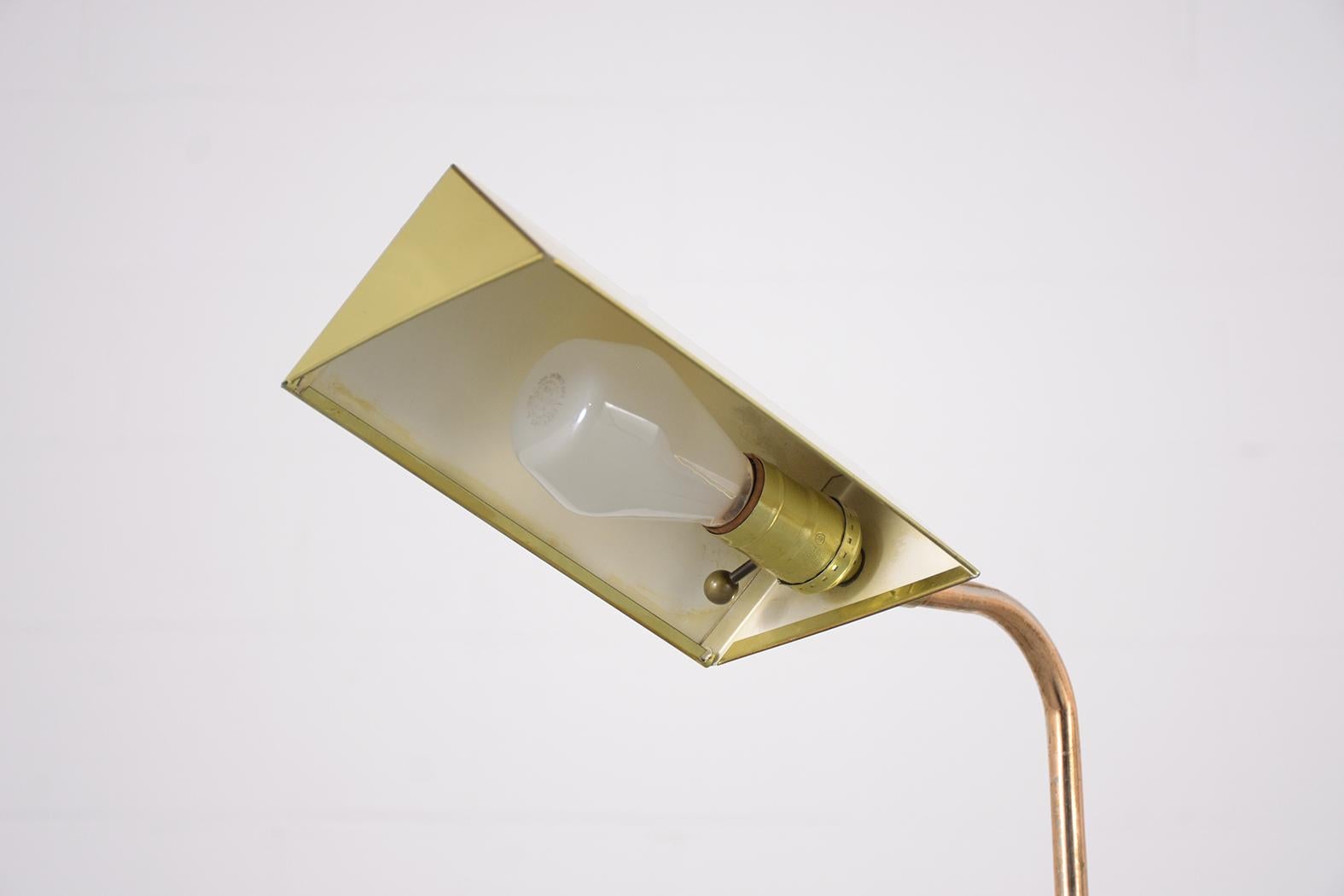 American 1960s Mid-Century Modern Adjustable Brass Floor Lamp For Sale