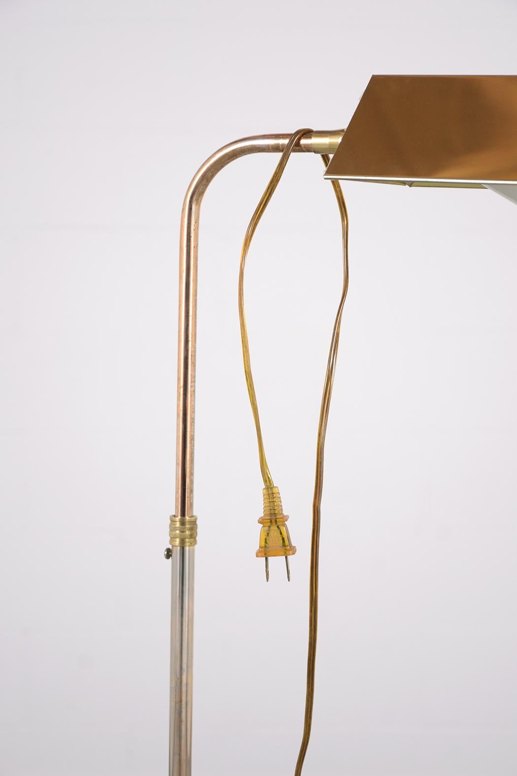 Patinated 1960s Mid-Century Modern Adjustable Brass Floor Lamp