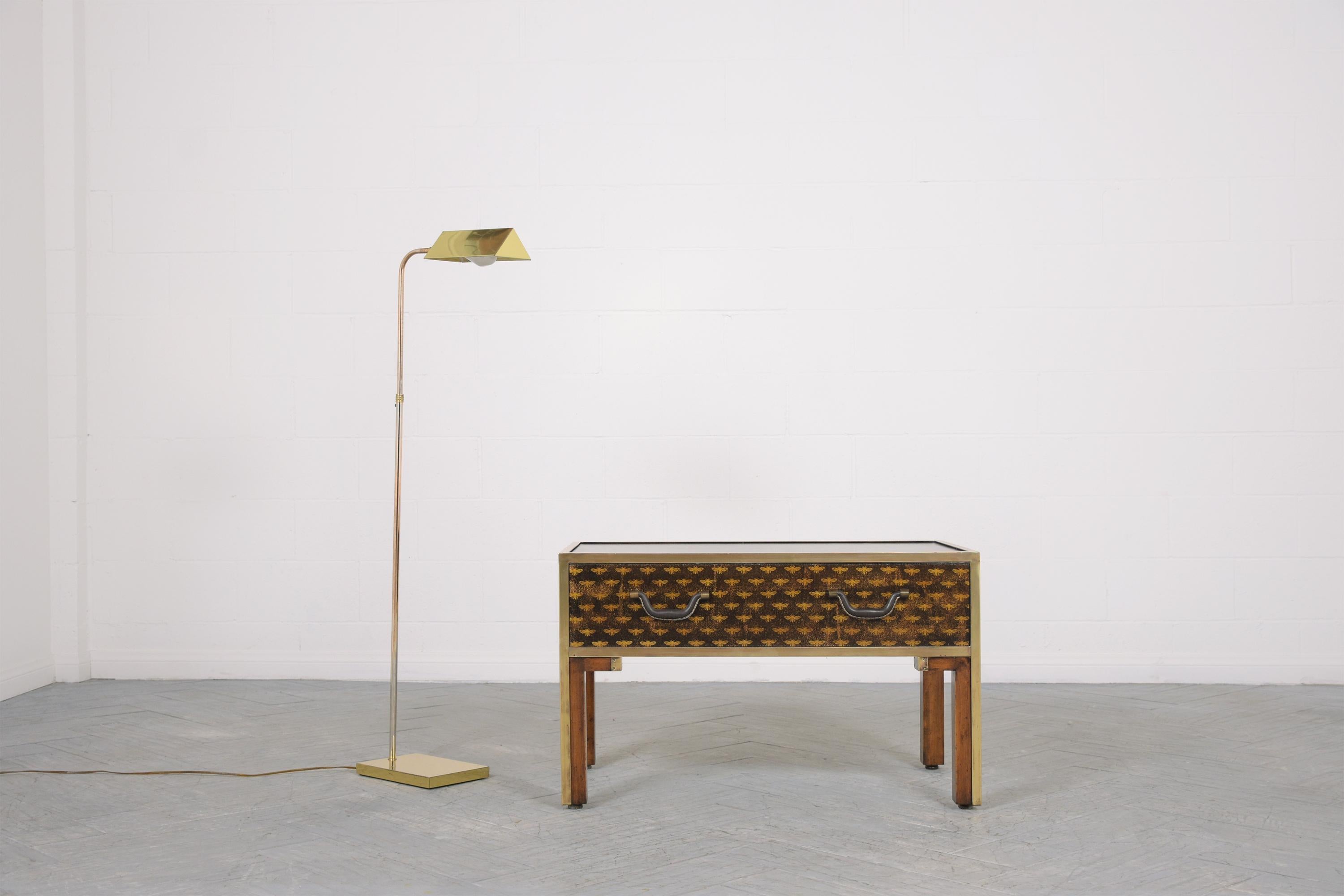 1960s Mid-Century Modern Adjustable Brass Floor Lamp In Good Condition In Los Angeles, CA