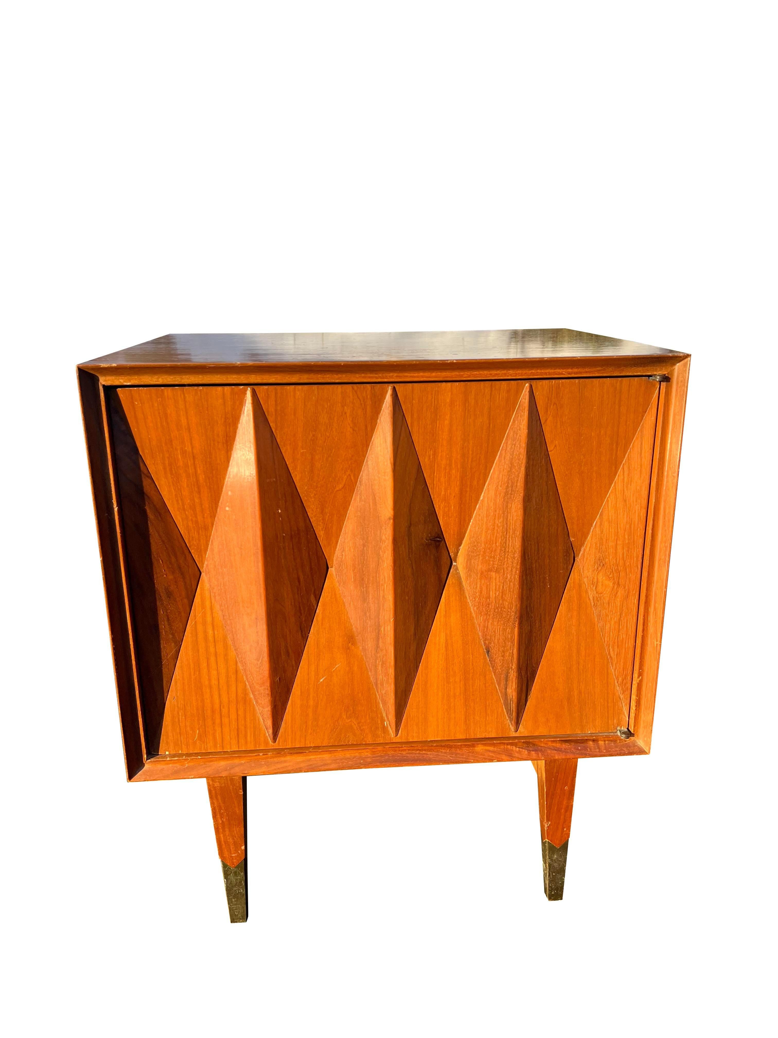 Wood 1960s Mid Century Modern Albert Parvin Gio Ponti Nightstand Sculpted Design For Sale