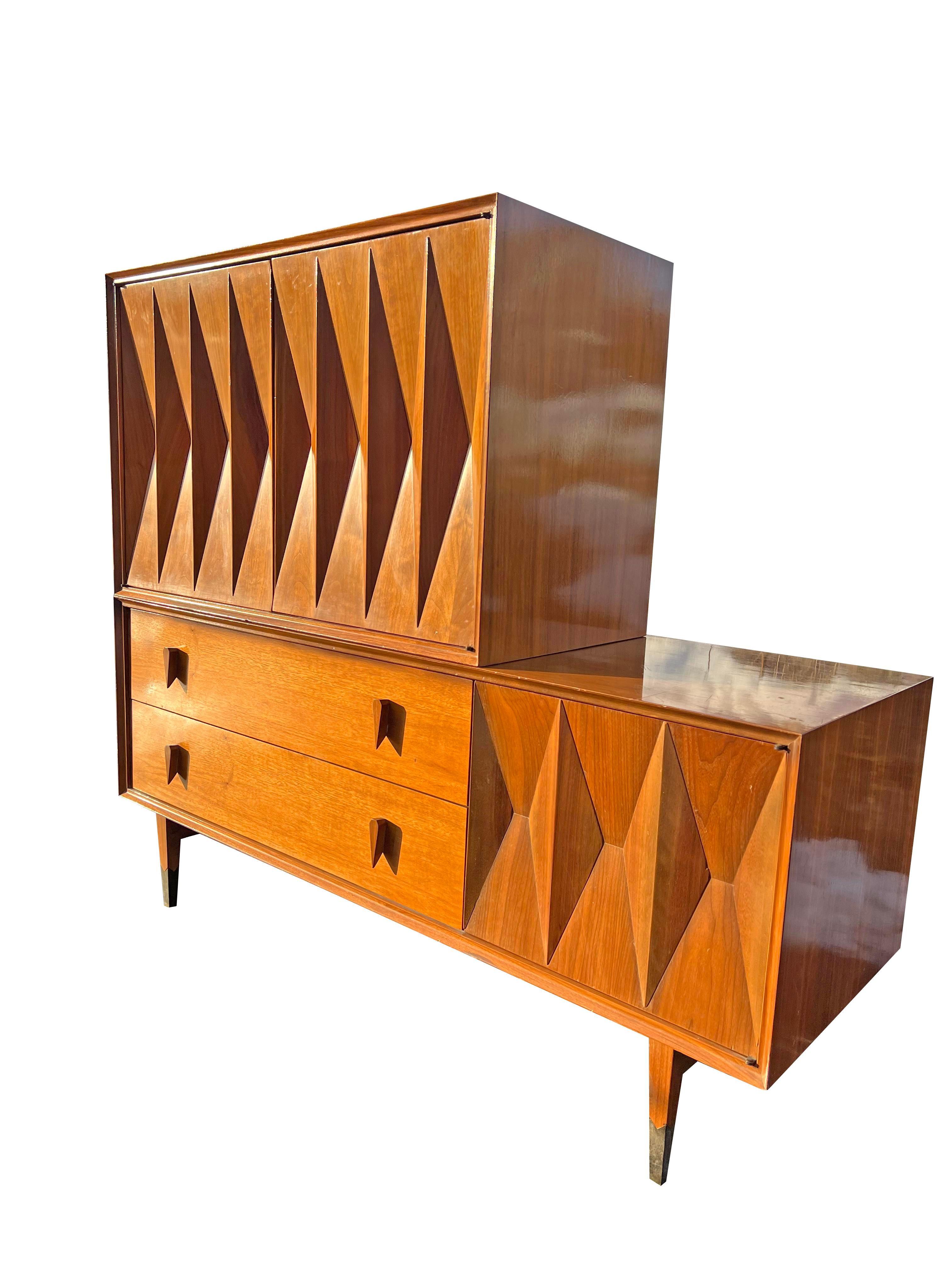 1960s Mid Century Modern Albert Parvin Gio Ponti Style Dresser Sculpted Design 5
