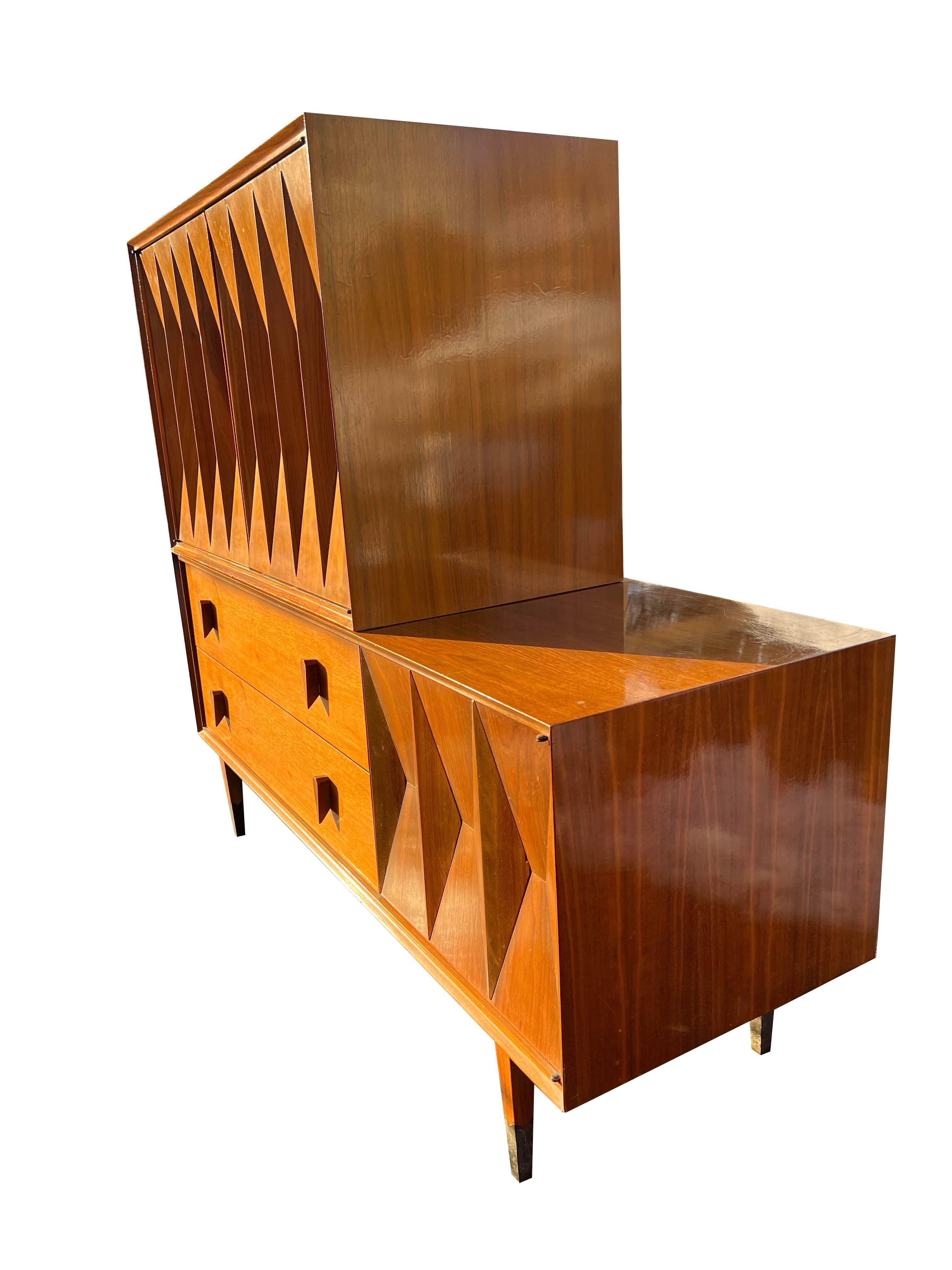 Mid-Century Modern 1960s Mid Century Modern Albert Parvin Gio Ponti Style Dresser Sculpted Design