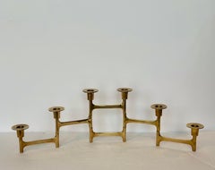 1960s Mid-Century Modern Articulated Brass Six Candle Holder