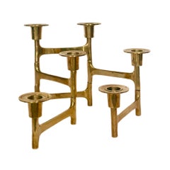 1960s Mid-Century Modern Articulated Brass Six Candle Holder (Bougeoir à six bougies en laiton)