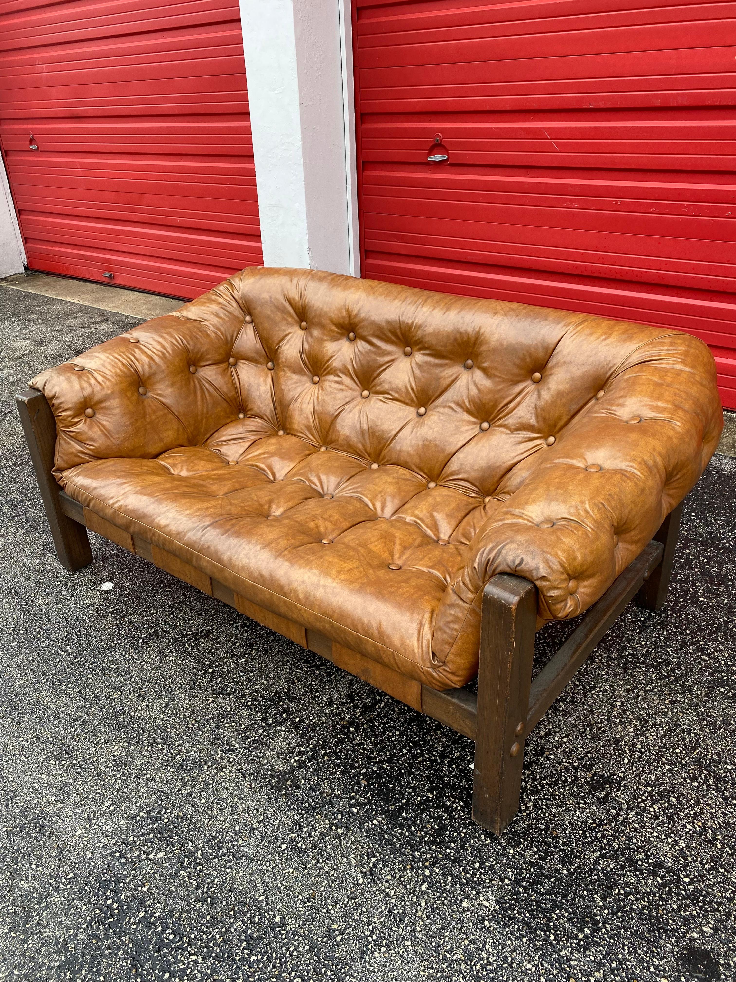 Mid-20th Century 1960s Mid-Century Modern Attributed to Jean Gillon Tufted Sling Sofa