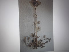 1960's Mid Century Modern Austrian Crystal Flower Form Chandelier by Palwa 24K