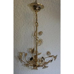 1960's Mid Century Modern Austrian Crystal Flower Form Chandelier by Palwa 24K
